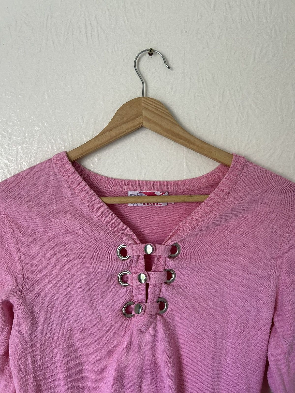 Other Vintage Y2K pink cotton blend stretch knit sweater Size M / US 6-8 / IT 42-44 - 3 Thumbnail