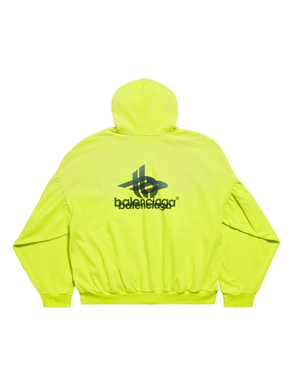 Balenciaga o1srvl11e0225 Round Zip-up Hoodie in Fluo Yellow/Black Size US M / EU 48-50 / 2 - 2 Thumbnail