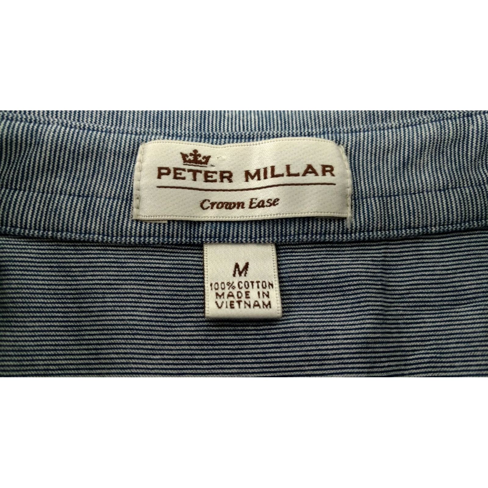 Peter Millar Peter Millar Crown Ease Cotton Striped Golf Polo Size Medium Blue Men's Shirt Polo Size US M / EU 48-50 / 2 - 8 Thumbnail