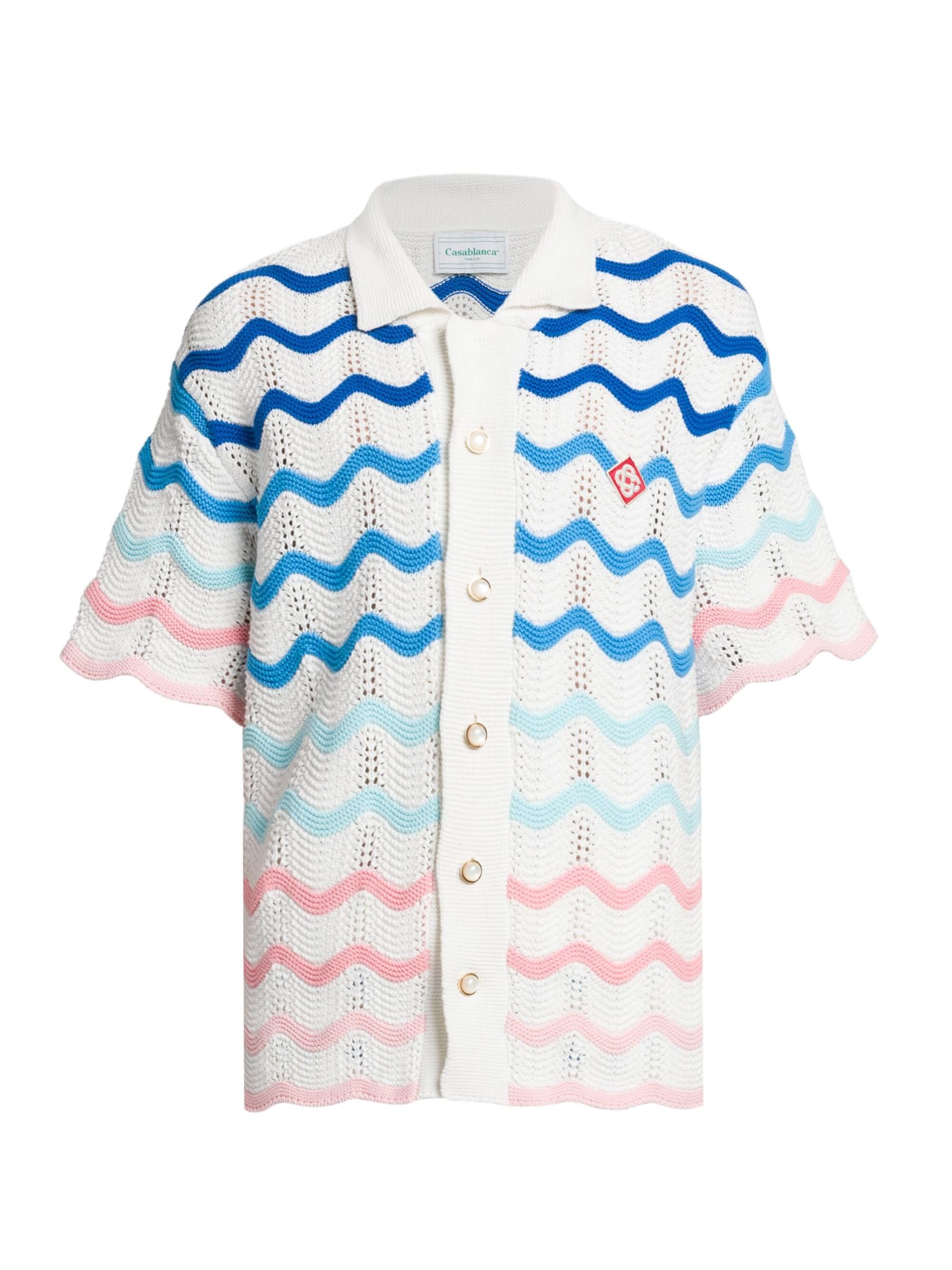 Casablanca os11x0725 Wave Crocheted Cotton Shirt in Multicolor Size US XL / EU 56 / 4 - 1 Thumbnail