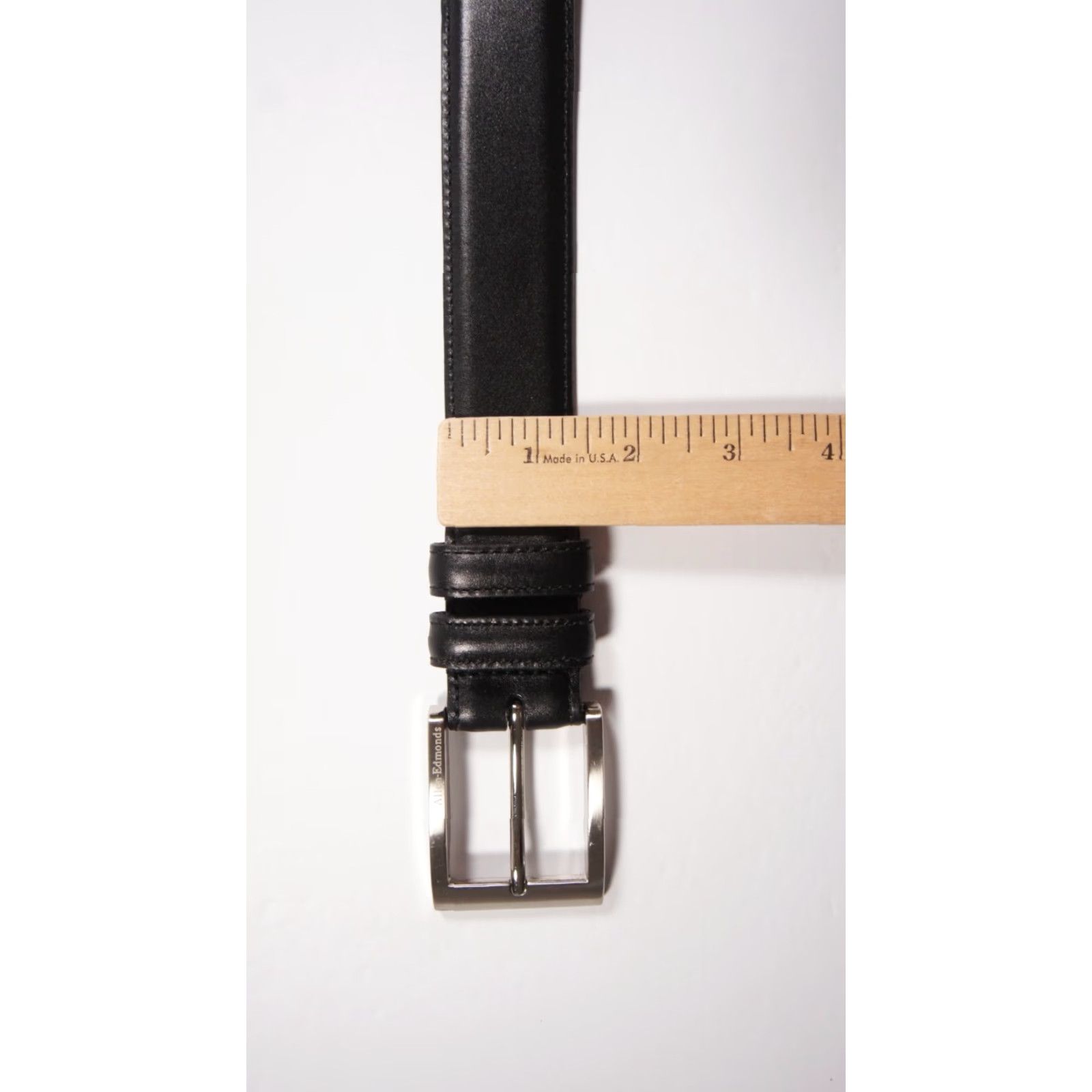 Allen Edmonds Allen Edmonds Belt Dress 44 Black Calfskin Leather Silver Buckle 39501 Mens Size 44 - 7 Thumbnail