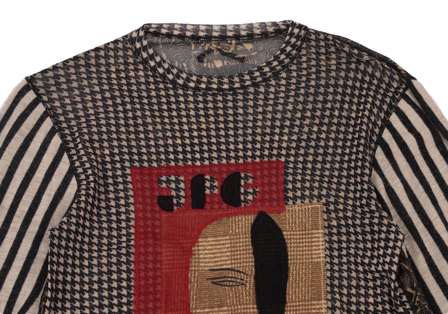 Jean Paul Gaultier Mask Patch Striped Sleeve Power Net Cutout Top Multi Size US M / EU 48-50 / 2 - 2 Thumbnail