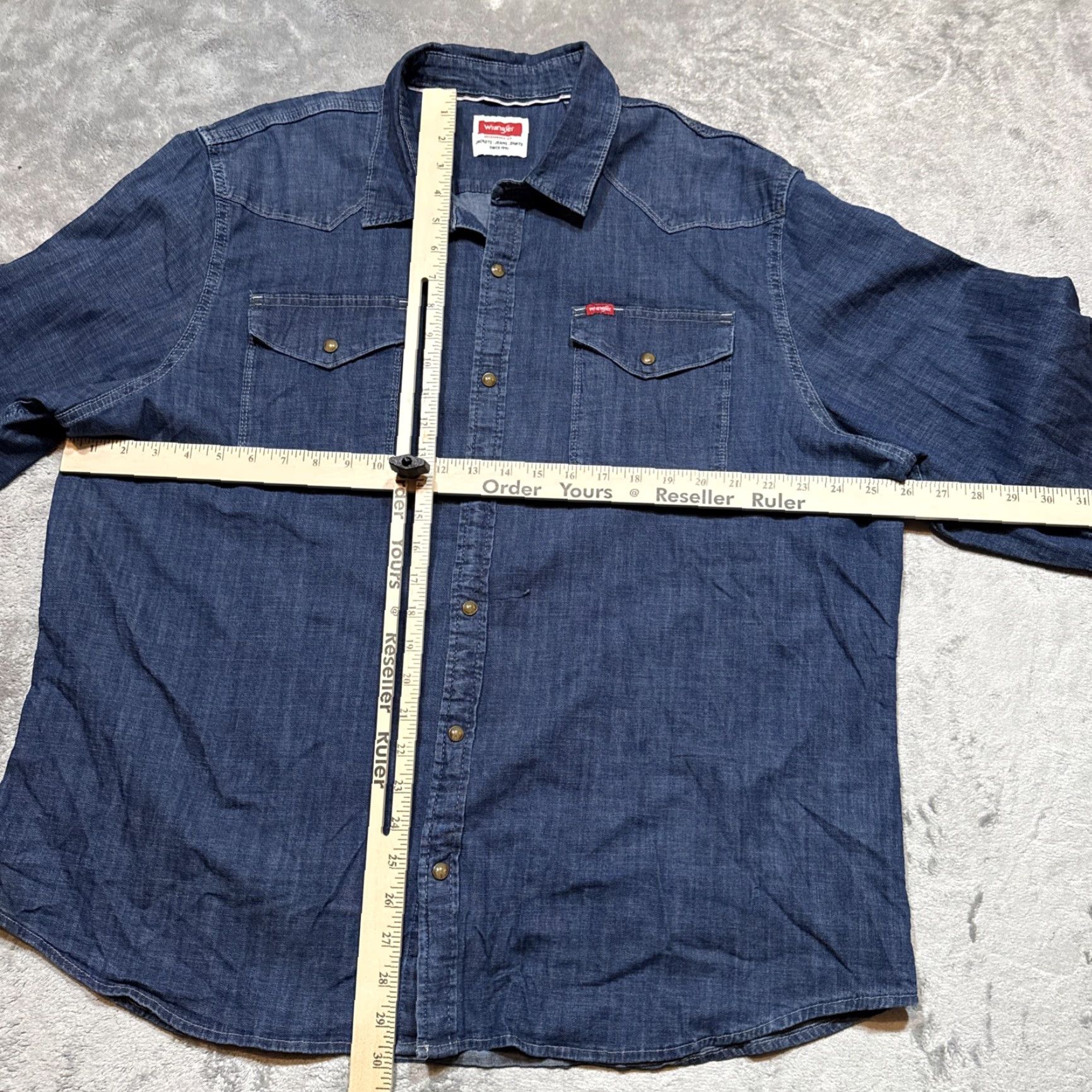 Wrangler Wrangler Shirt Men 2XL Denim Pearl Snap Chest Pockets Western Cowboy Cut Button-Up Long Sleeve Collared Size US XXL / EU 58 / 5 - 5 Thumbnail