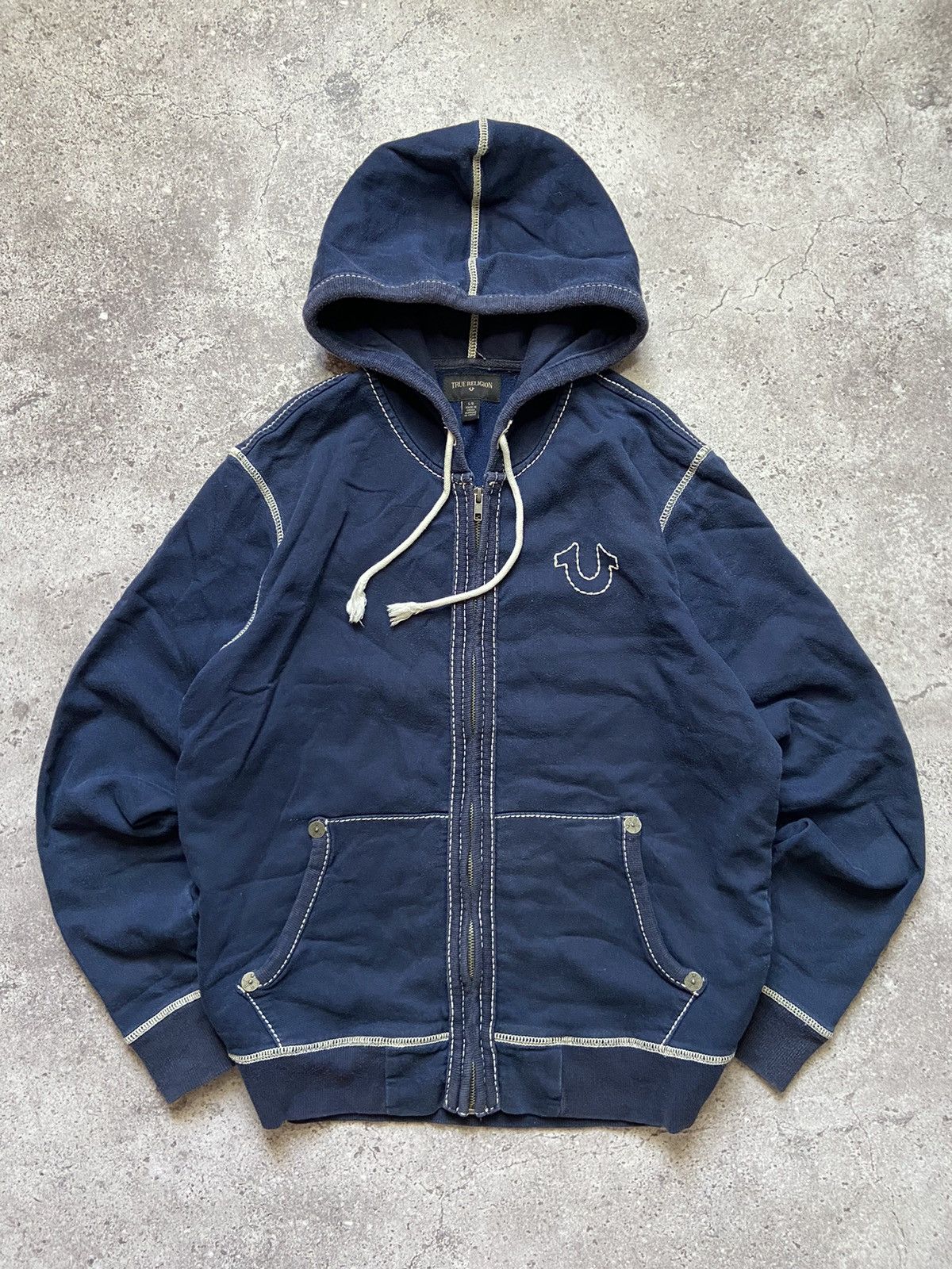 True Religion × Vintage Vintage True Religion Zip Hoodie Size US L / EU 52-54 / 3 - 1 Thumbnail