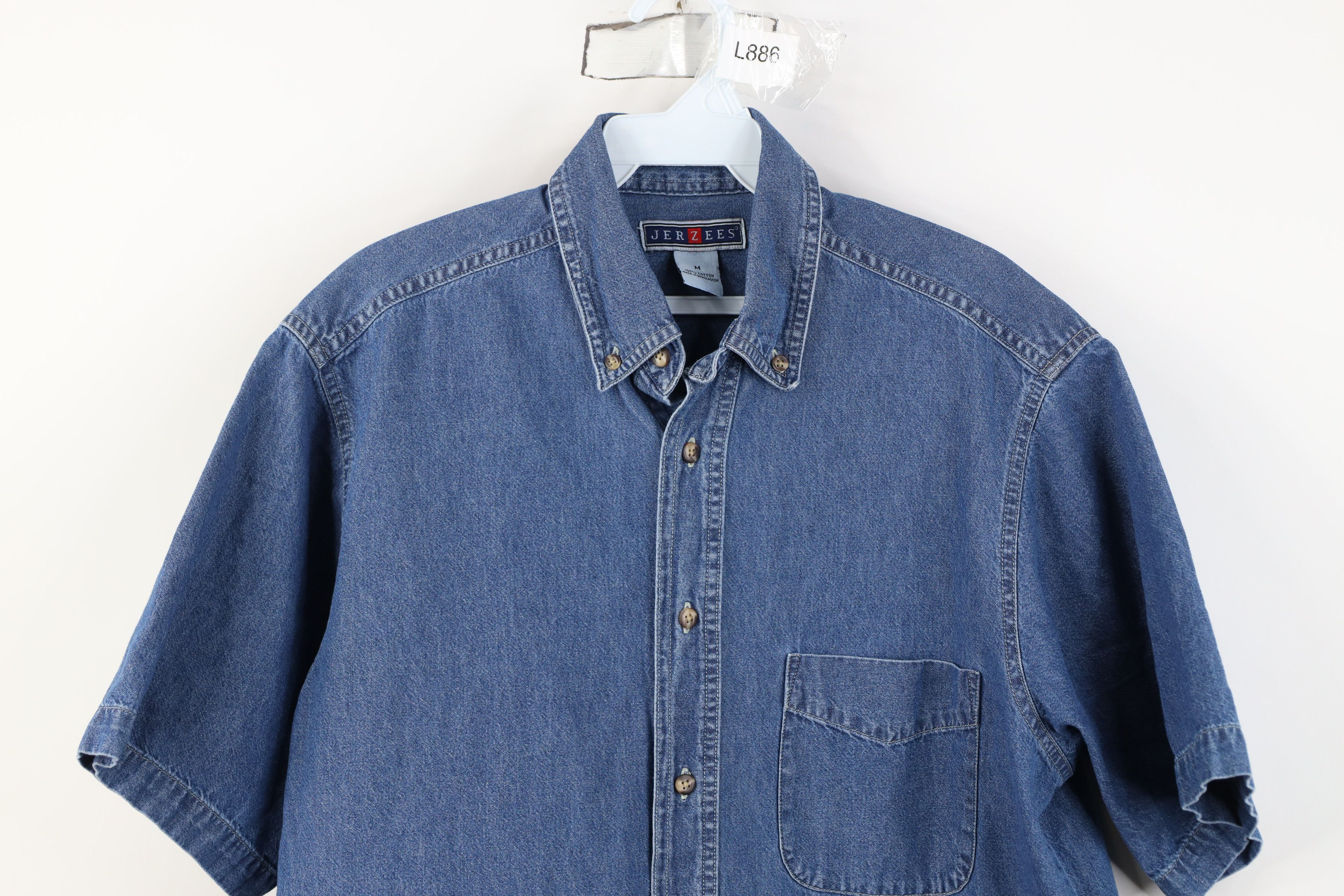 Vintage Vintage 90s Streetwear Short Sleeve Jean Button Down Shirt Size US M / EU 48-50 / 2 - 2 Thumbnail