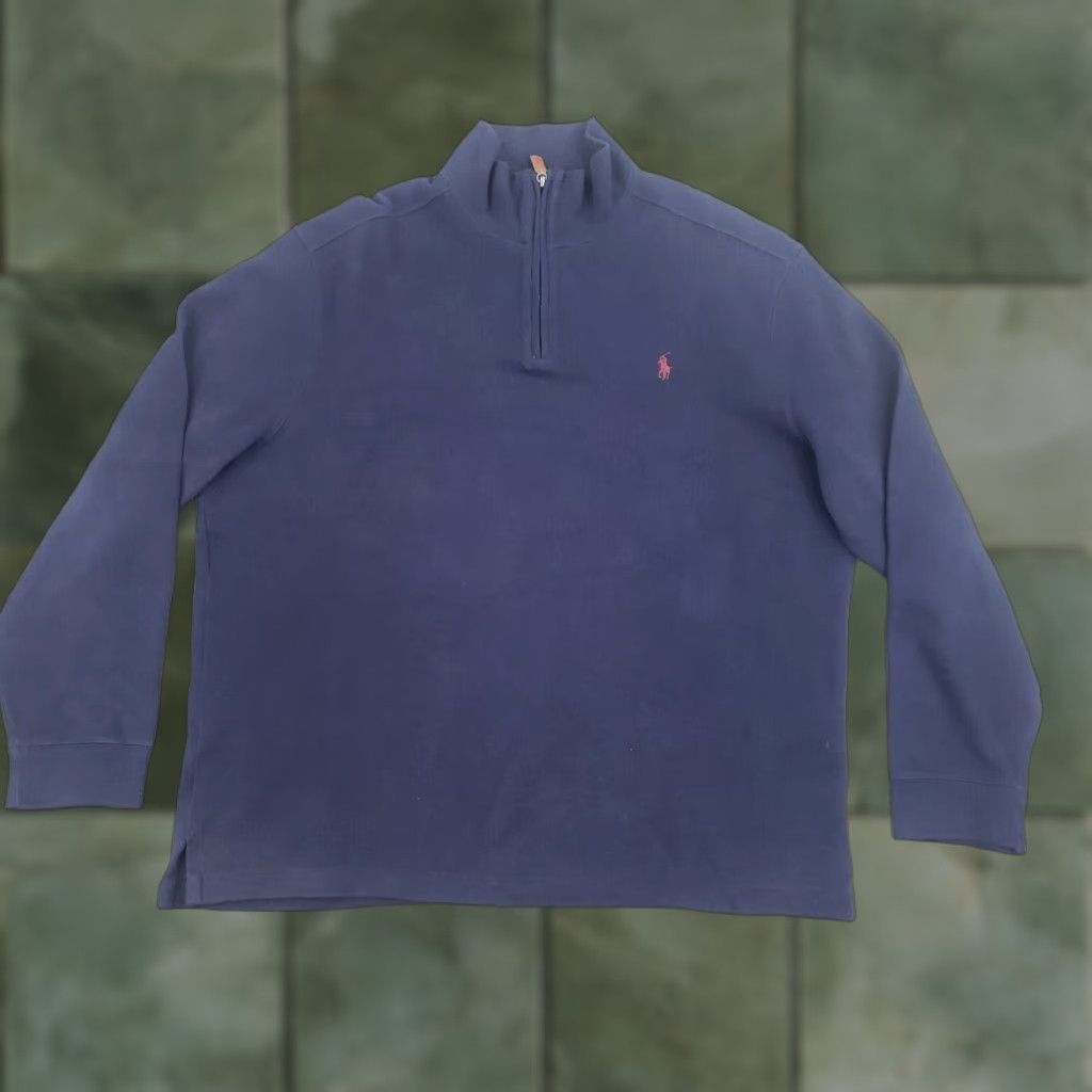 Polo Ralph Lauren Ralph Lauren Mens Sweater Extra Large XL Blue 1/4 Zip Mock Neck Size US XL / EU 56 / 4 - 1 Thumbnail