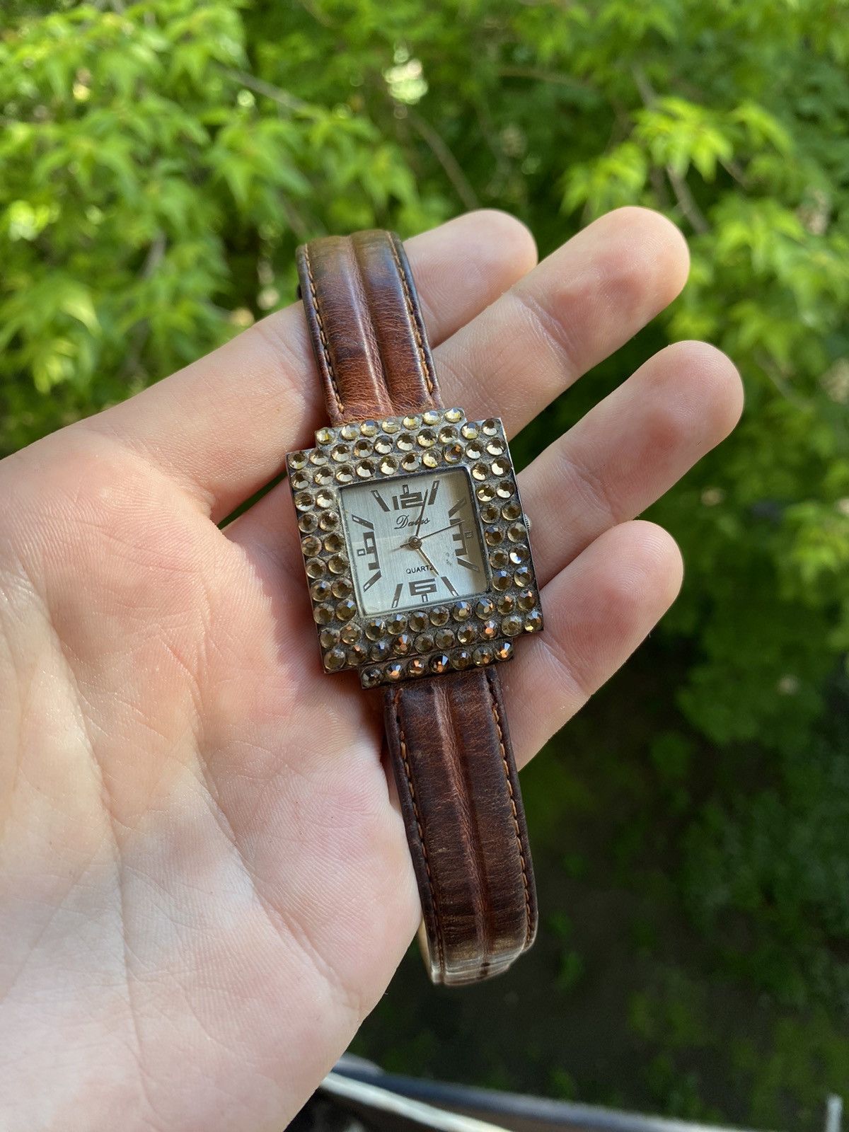 Jewelry × Vintage Stylish Watch Rhinestone Leather Strap Vintage Size ONE SIZE - 1 Thumbnail