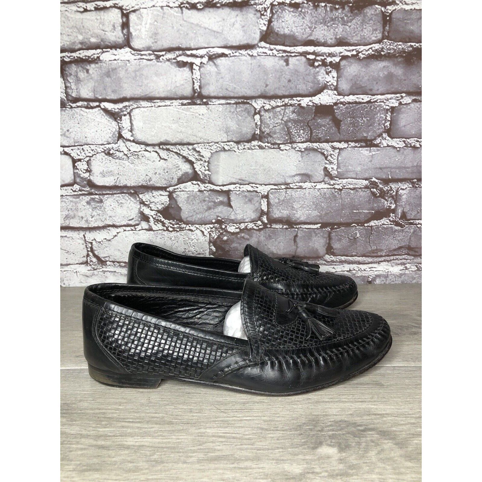 Other Santorini Black Leather BasketWeaves Woven Tassel Loafers Me Size US 9.5 / EU 42-43 - 3 Thumbnail