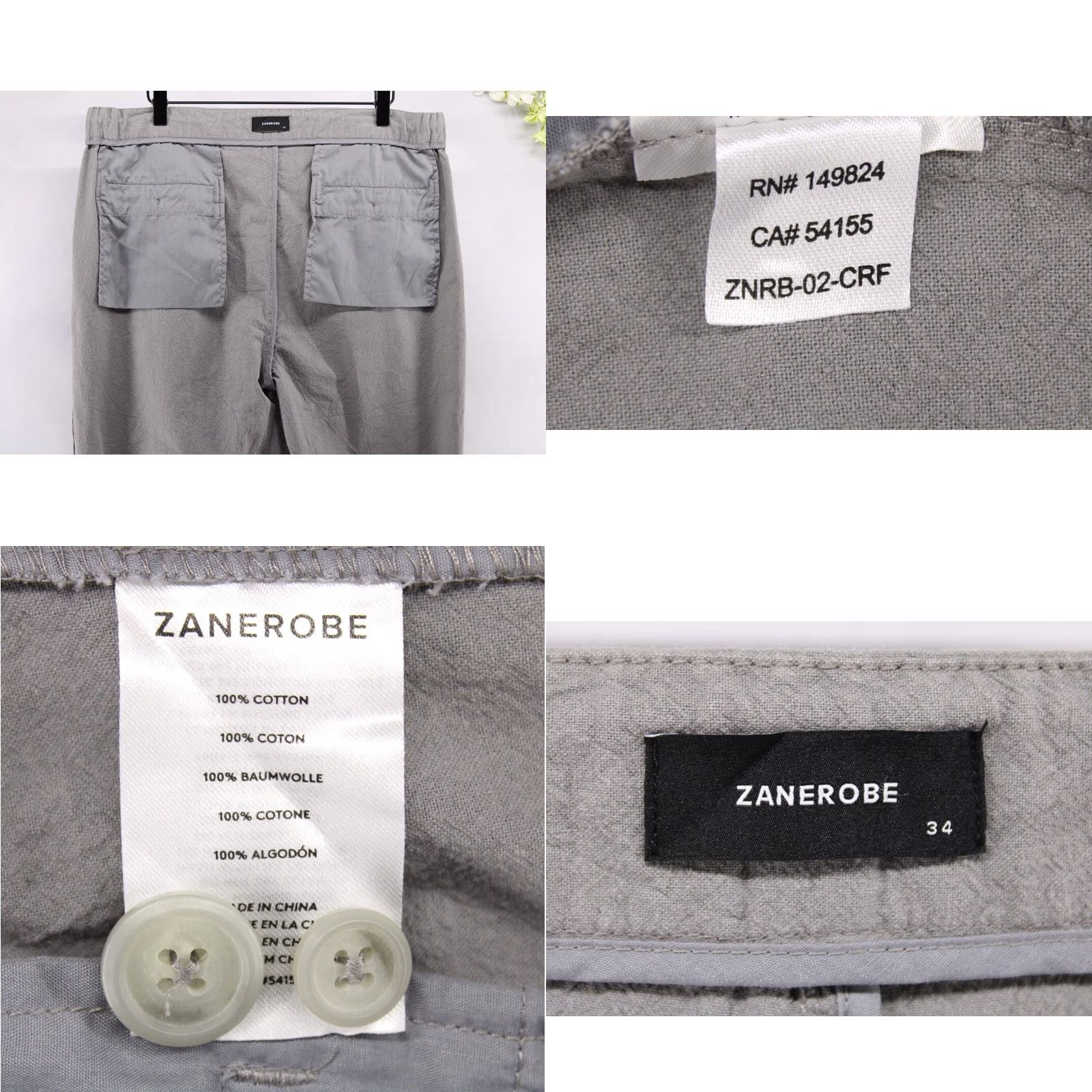 Zanerobe ZANEROBE Men's Suitshot Pants Chino Drawstring Tapered Grey 34X30 Size 34R - 8 Thumbnail