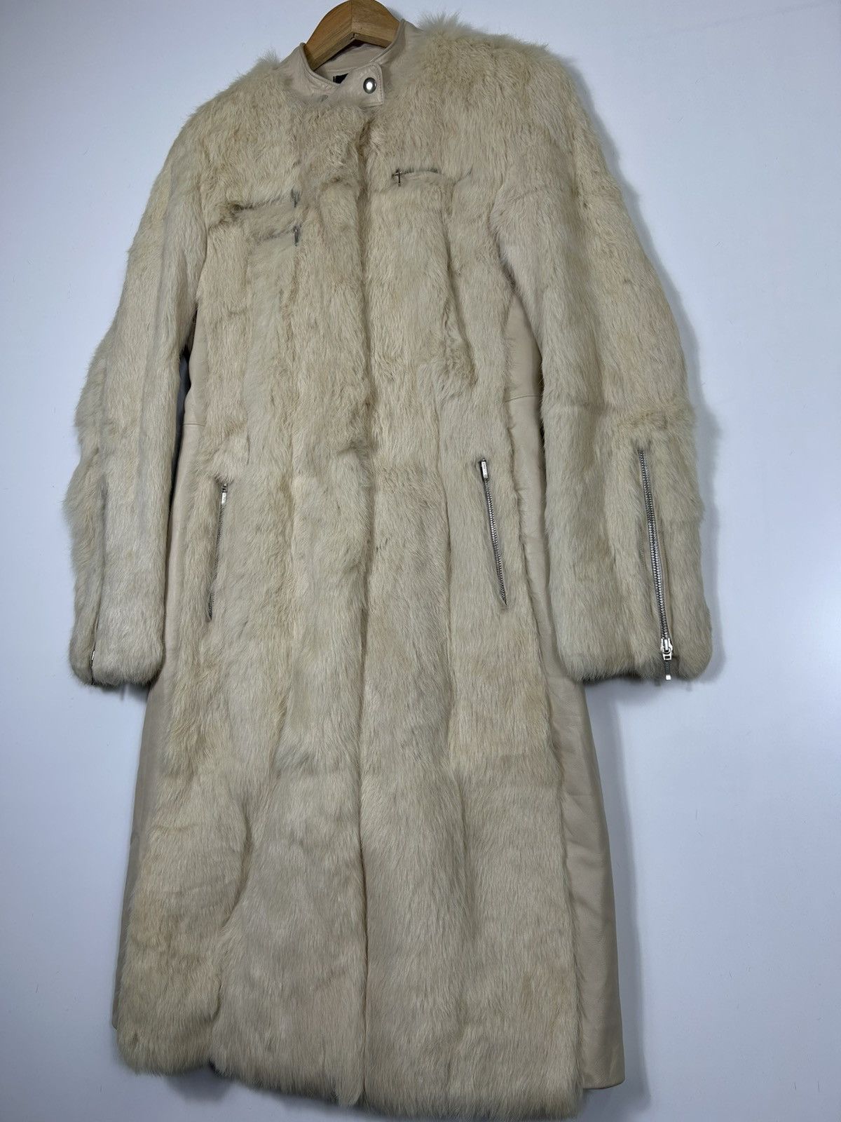 Sagafurs 🔥 Ines Et Marechal Rabbit Fur Real Leather Long Jacket Size S / US 4 / IT 40 - 3 Thumbnail