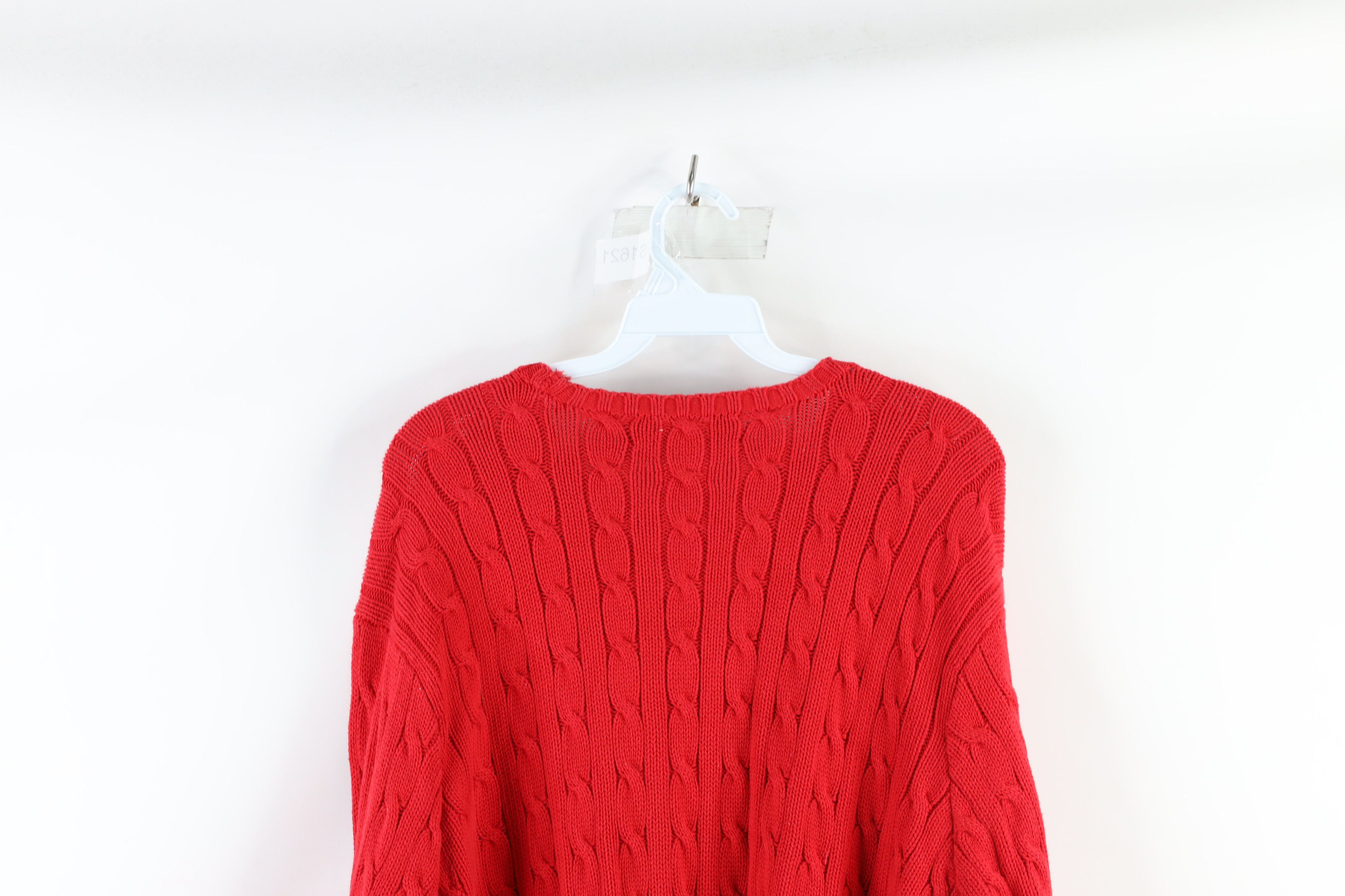 Polo Ralph Lauren Vintage 90s Ralph Lauren Cable Knit Crewneck Sweater Red Size US XL / EU 56 / 4 - 7 Thumbnail