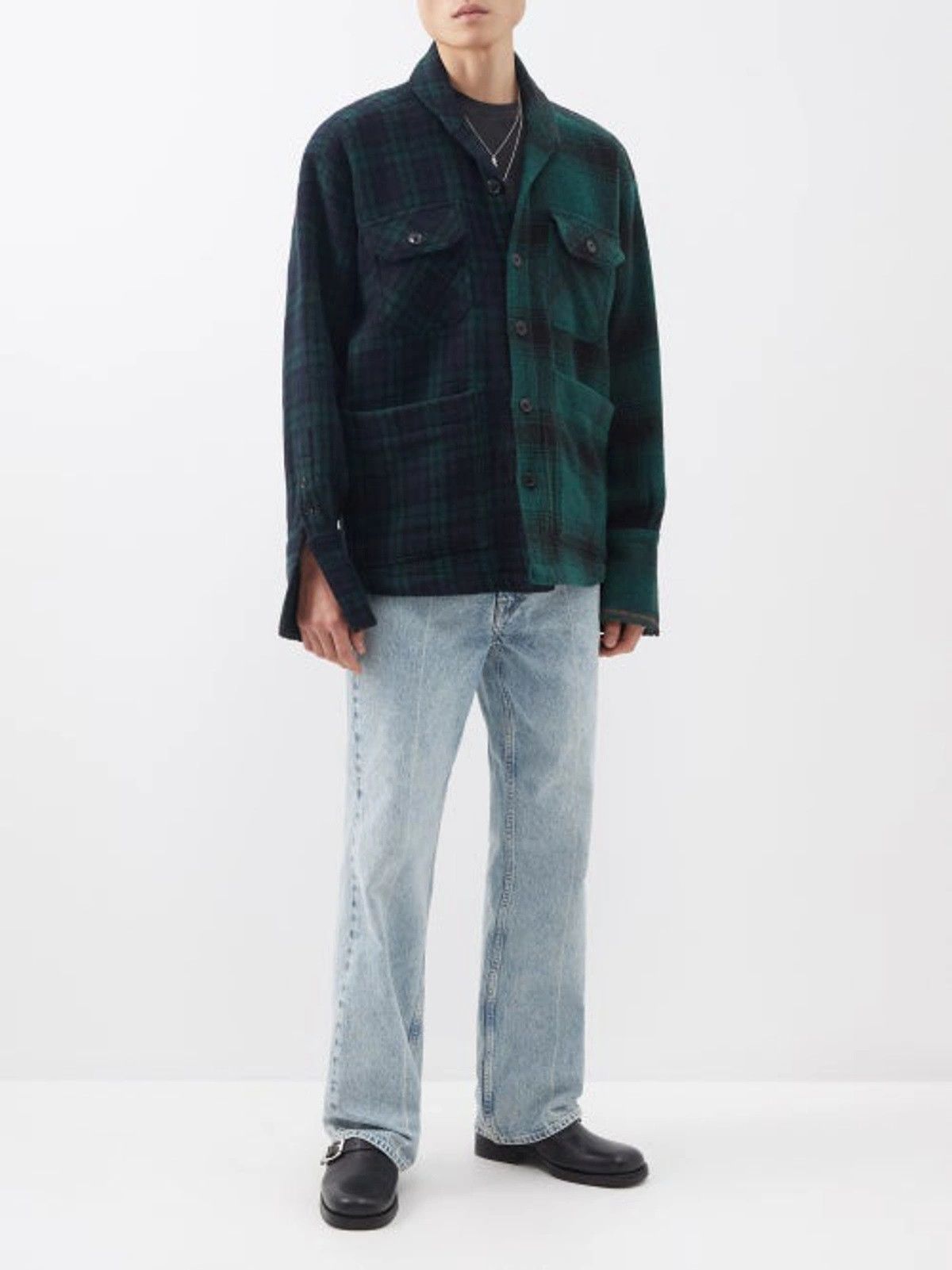 Greg Lauren Greg Lauren Hunter Shawl Collar Jacket - Green & Blue Plaid Size US L / EU 52-54 / 3 - 3 Thumbnail