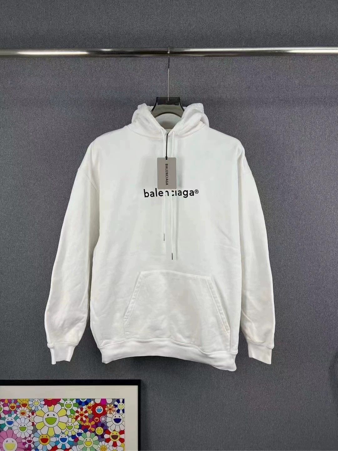 Balenciaga BALENCIAGA White Logo Hoodie S - dmc Size US S / EU 44-46 / 1 - 1 Thumbnail