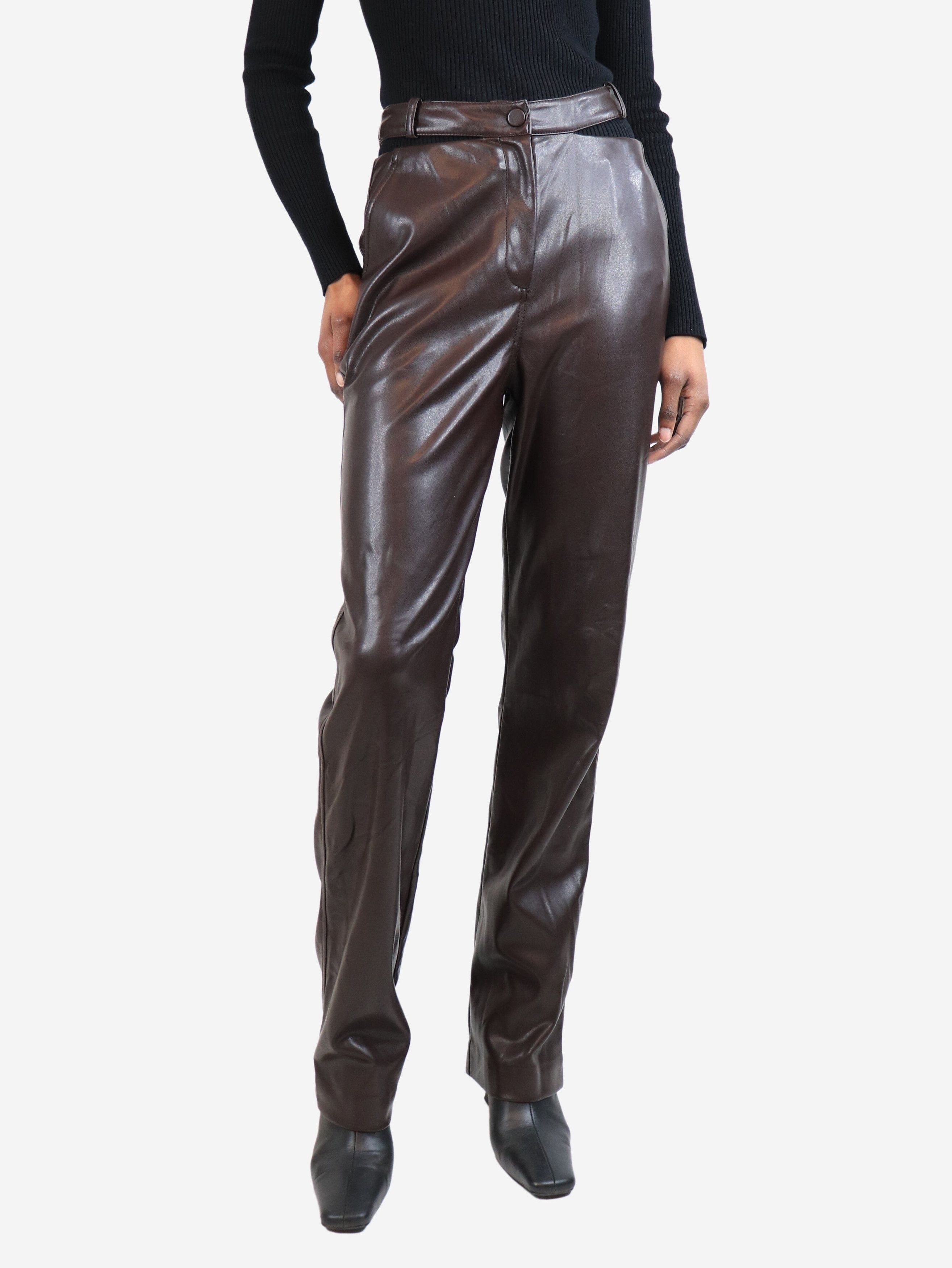 Brown faux leather trousers - size UK 6