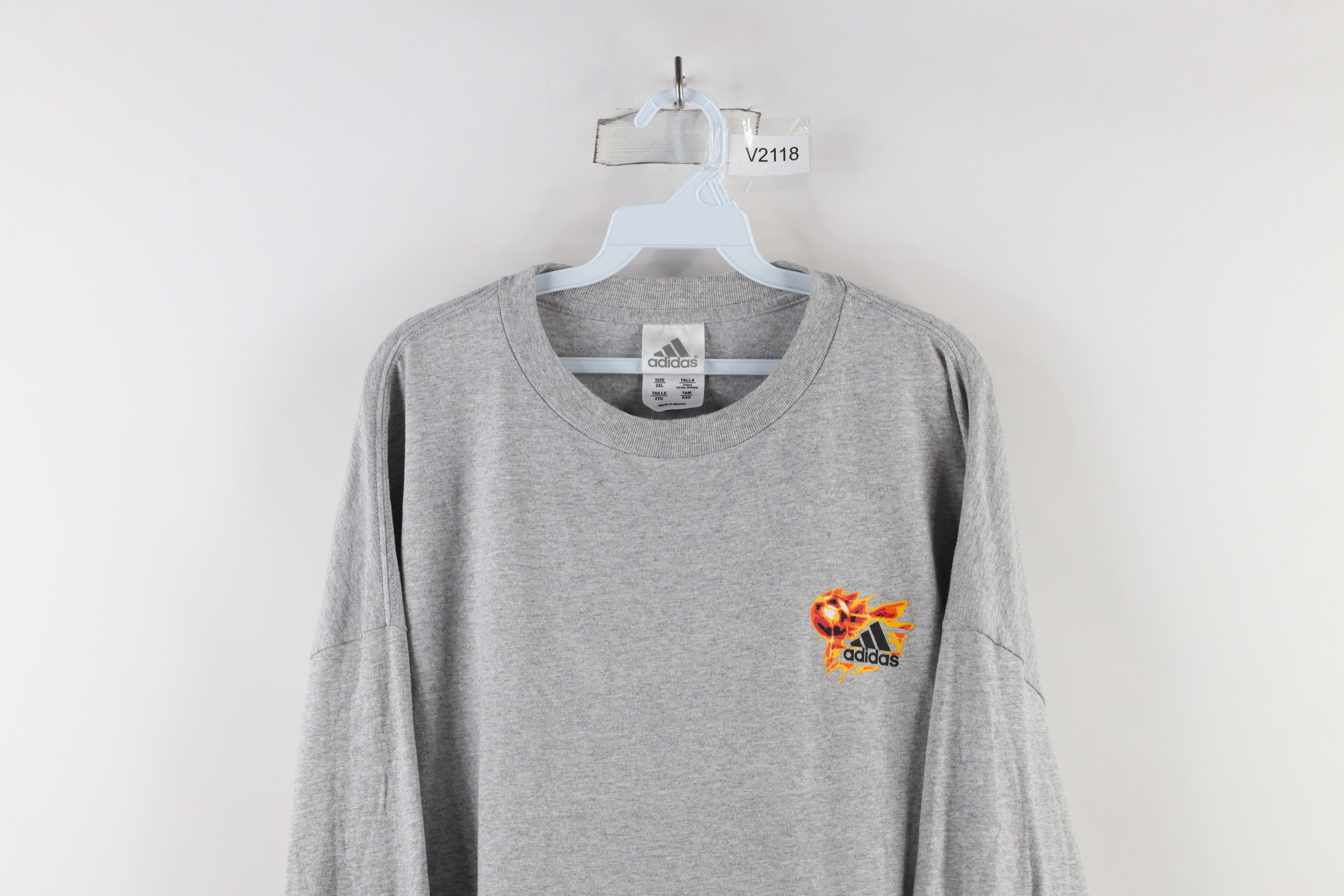 Adidas × Vintage Vintage 90s Adidas Soccer Fire Flames Long Sleeve T-Shirt Size US XXL / EU 58 / 5 - 2 Thumbnail