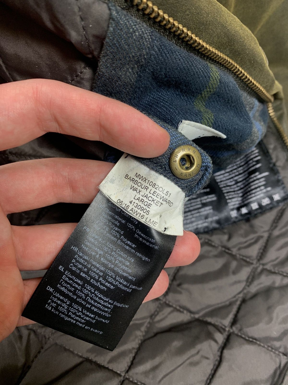 Barbour Barbour Leeward Waxed Cotton Jacket Olive Size L Size US L / EU 52-54 / 3 - 10 Thumbnail
