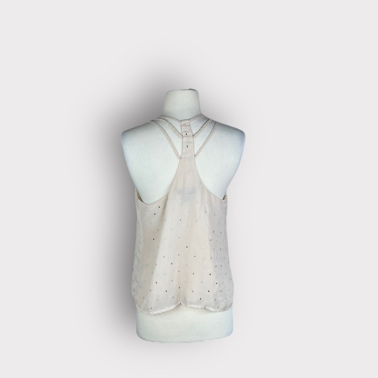 Macys Material Girl Chiffon Cream Racerback Tank Blouse Size XS / US 0-2 / IT 36-38 - 3 Thumbnail