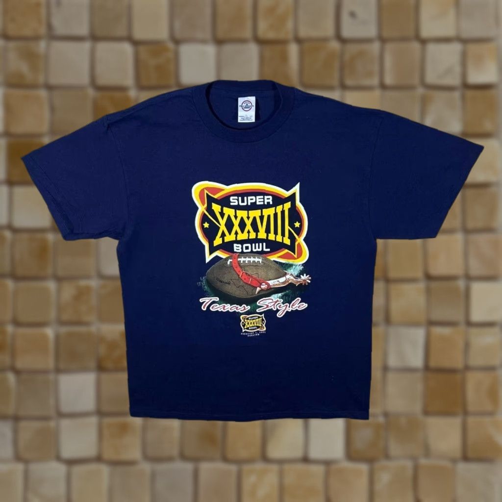 Delta Vintage Delta NFL Super Bowl XXXVIII Football Graphic Navy Blue T-Shirt Large Size US L / EU 52-54 / 3 - 1 Thumbnail