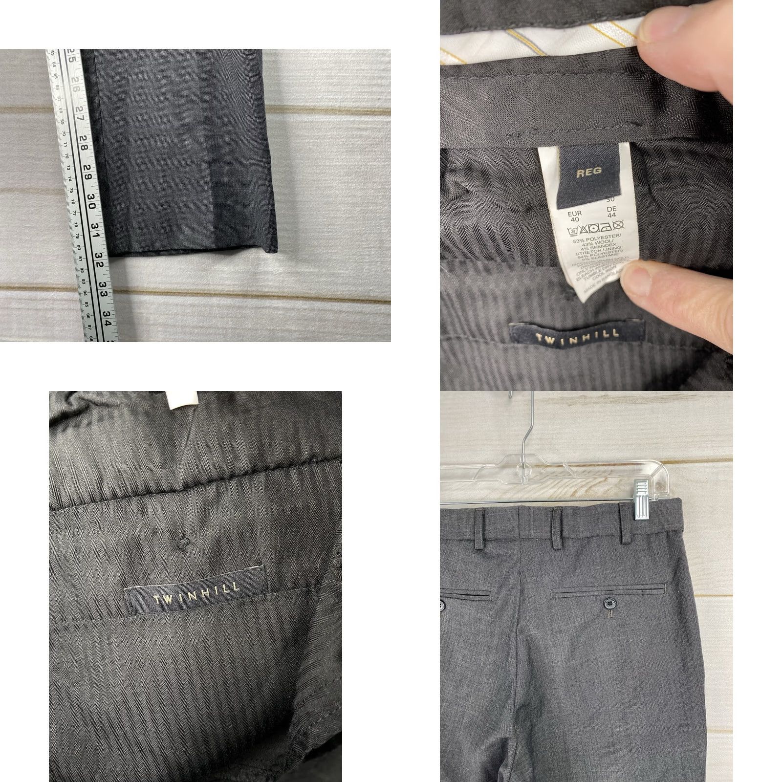 Vintage TWINHILL Pants 30x32 Charcoal Gray Flat Front Wool Blend Dress Work Casual Mens Pants Size US 32 / EU 48 - 8 Thumbnail