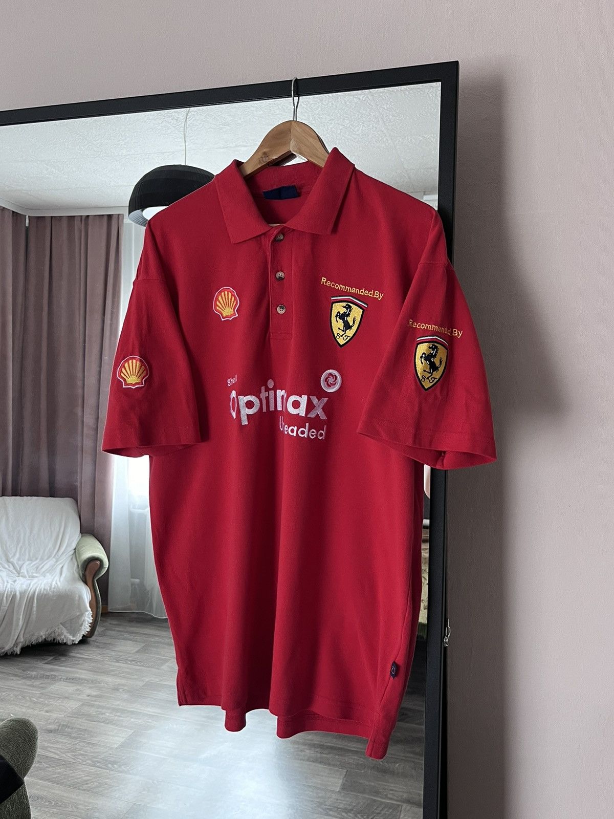 Dickies Vintage Dickies Ferrari Shell Red Polo Button Up Racing Size US XL / EU 56 / 4 - 1 Thumbnail