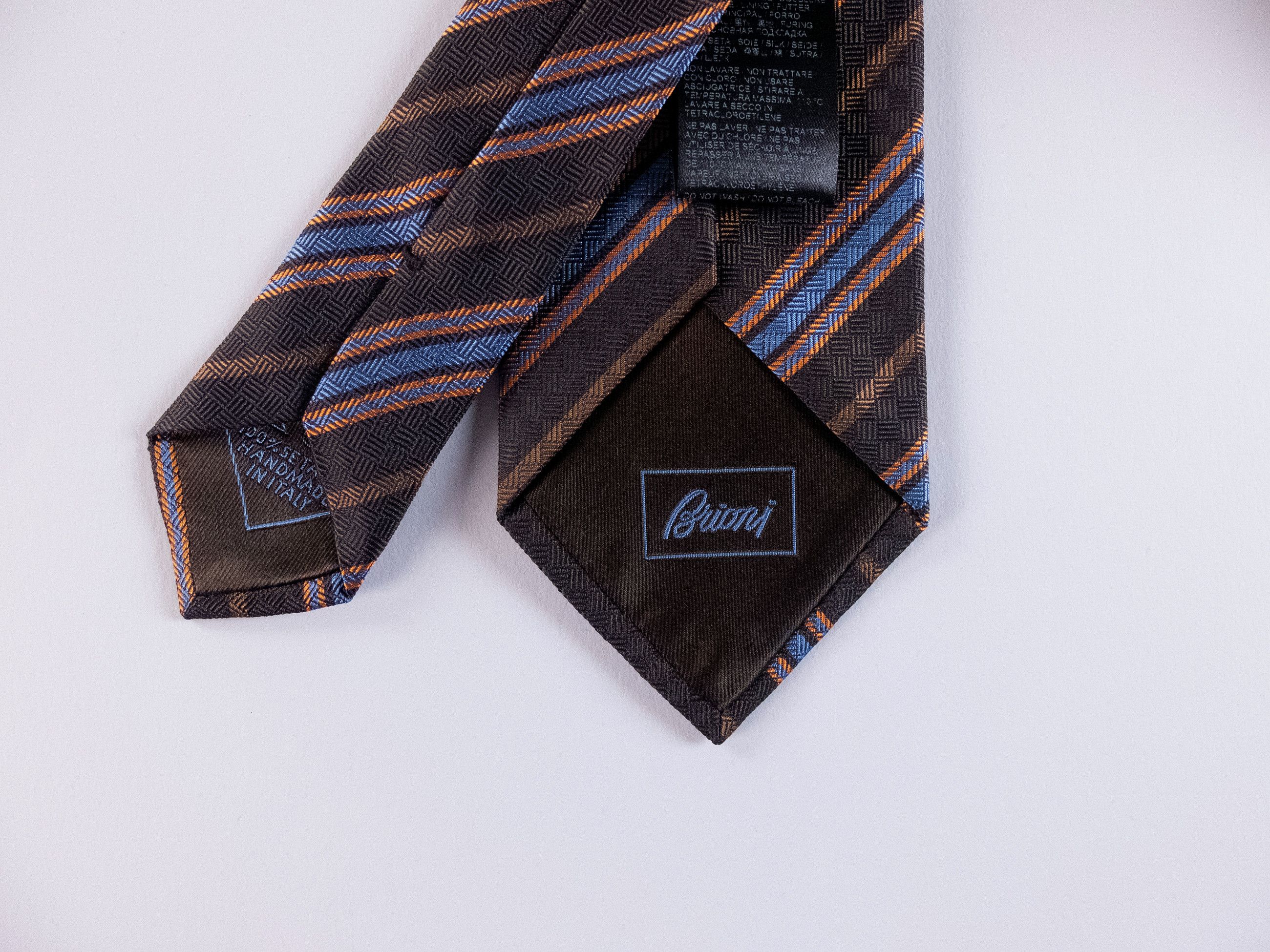 Brioni BRIONI hand made brown striped silk tie authentic Size ONE SIZE - 5 Thumbnail