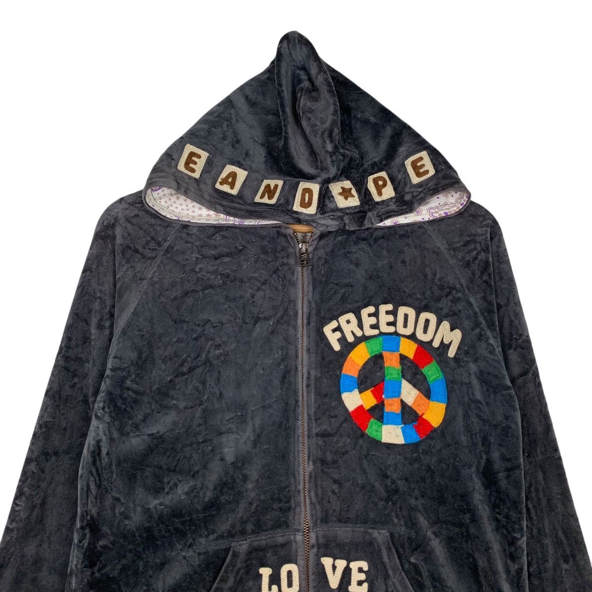 Japanese Brand ROUGH Union Made Freedom Velvet Zipper Hoodies #1545-C69 Size US M / EU 48-50 / 2 - 2 Thumbnail