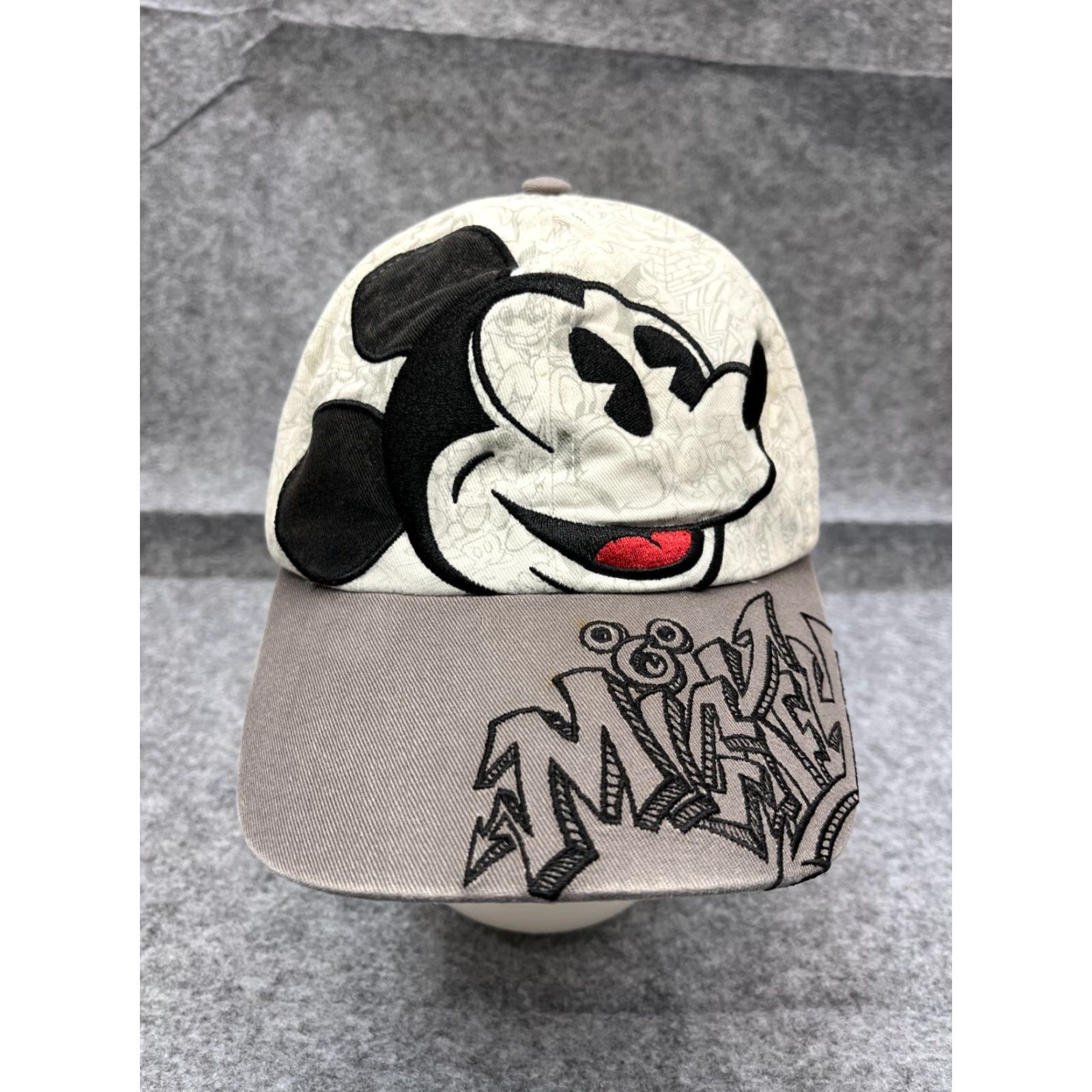 Disney VINTAGE Disney Walt Disney World Mickey Mouse Hat Cap Strap Back Adult White Cotton Graffiti Baseball Cap Unisex Size ONE SIZE - 2 Thumbnail