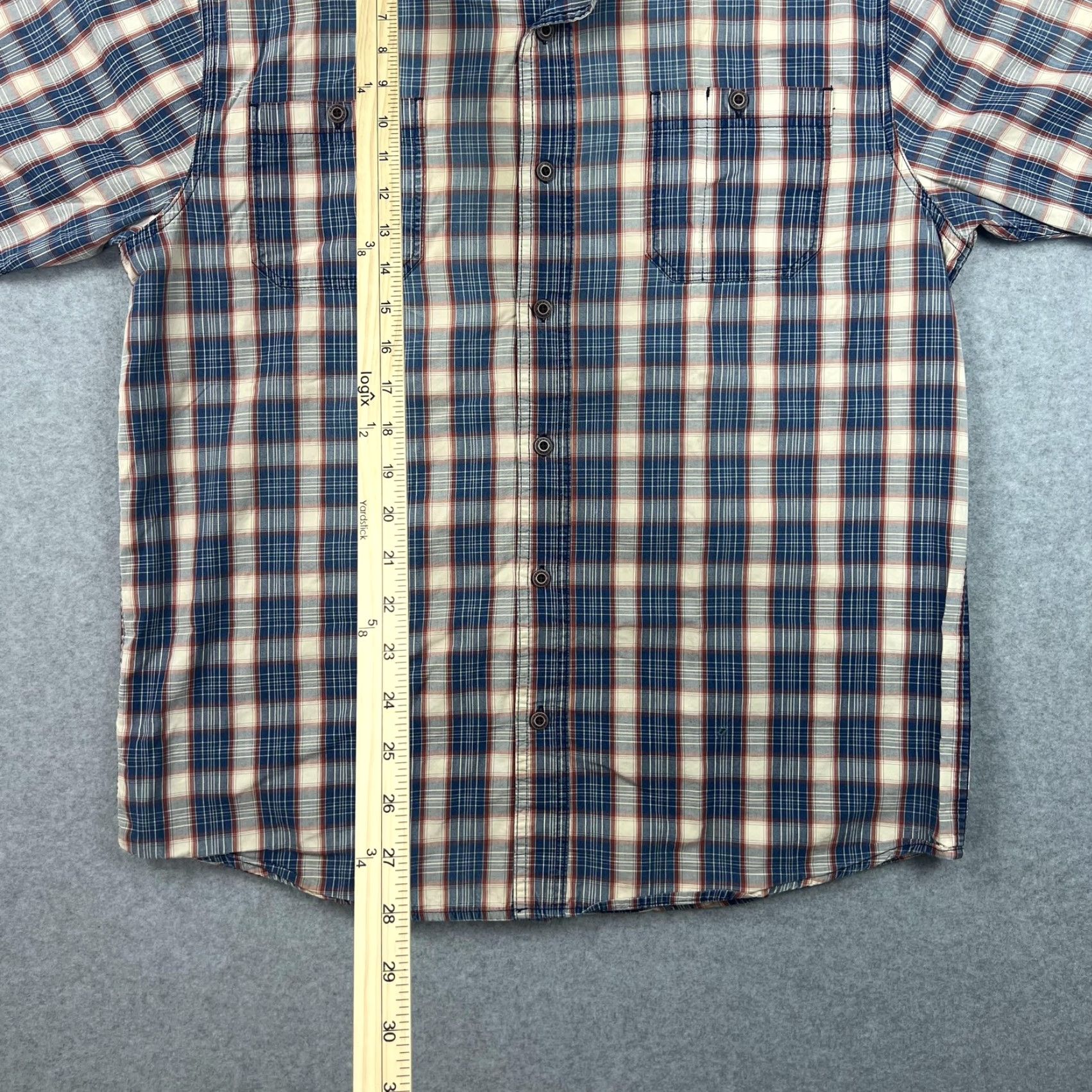 Vintage Schmidt Workwear Shirt Mens Large Blue Red Plaid Button Up Short Sleeve Outdoor Size US L / EU 52-54 / 3 - 3 Thumbnail
