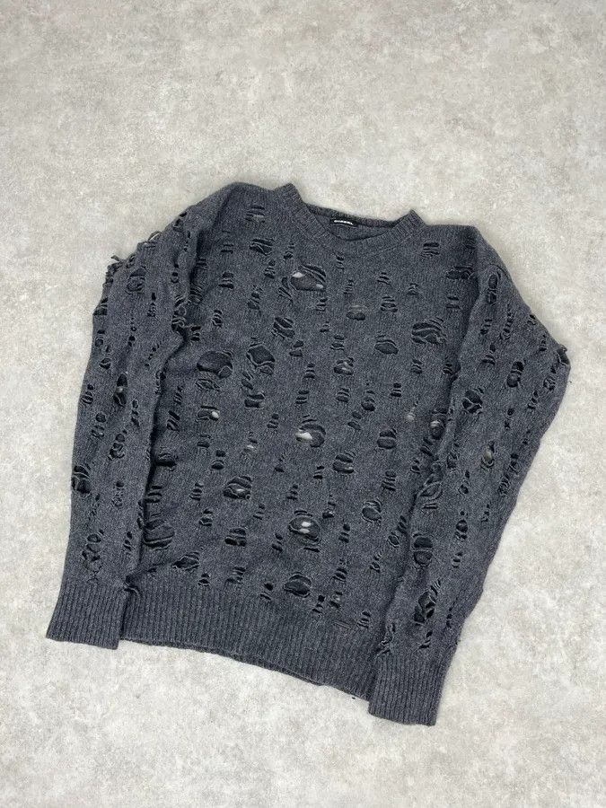 Diesel Diesel Grey Ripped Distressed Sweater Size US S / EU 44-46 / 1 - 4 Thumbnail