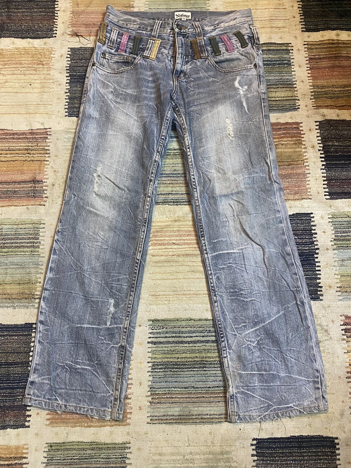 If Six Was Nine × Japanese Brand ❗️Distressed ❗️ Nylaus Denim Double Waist Jeans Size US 32 / EU 48 - 2 Thumbnail