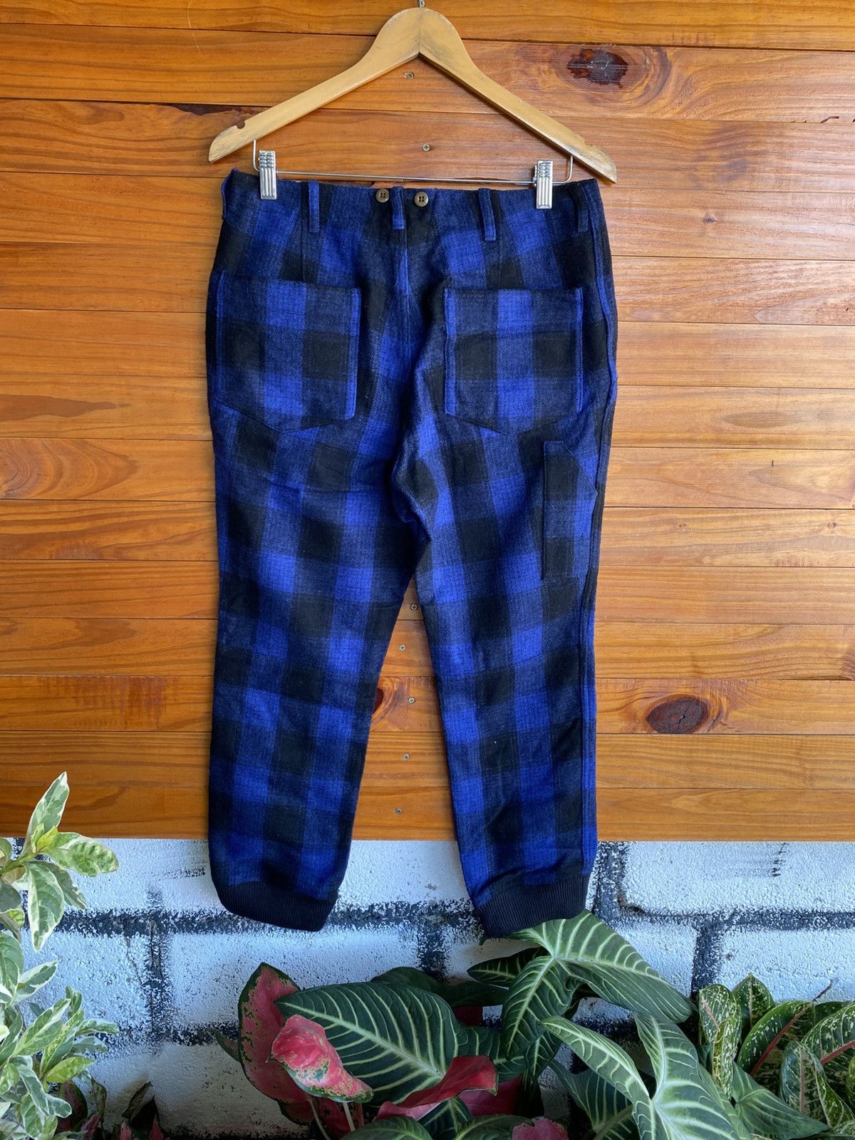 BEAUTY&YOUTH Vintage Japanese Blue Check Wool Jogger Pants Size US 30 / EU 46 - 9 Thumbnail