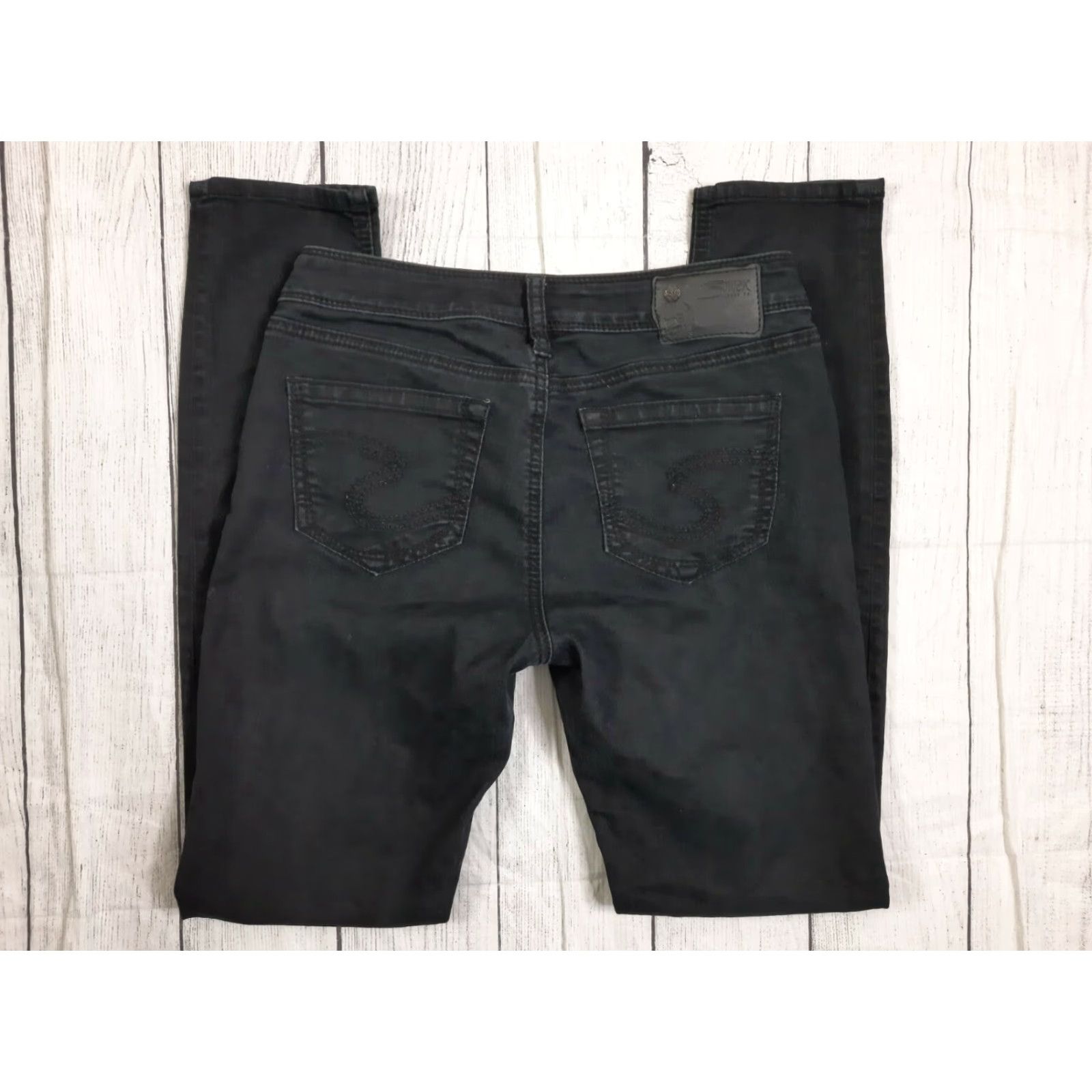 Vintage Silver SukI Jeggings Black Skinny Jeans 28x29 Stretch Denim Low Rise Womens Jeans Size 28" / US 6 / IT 42 - 2 Thumbnail