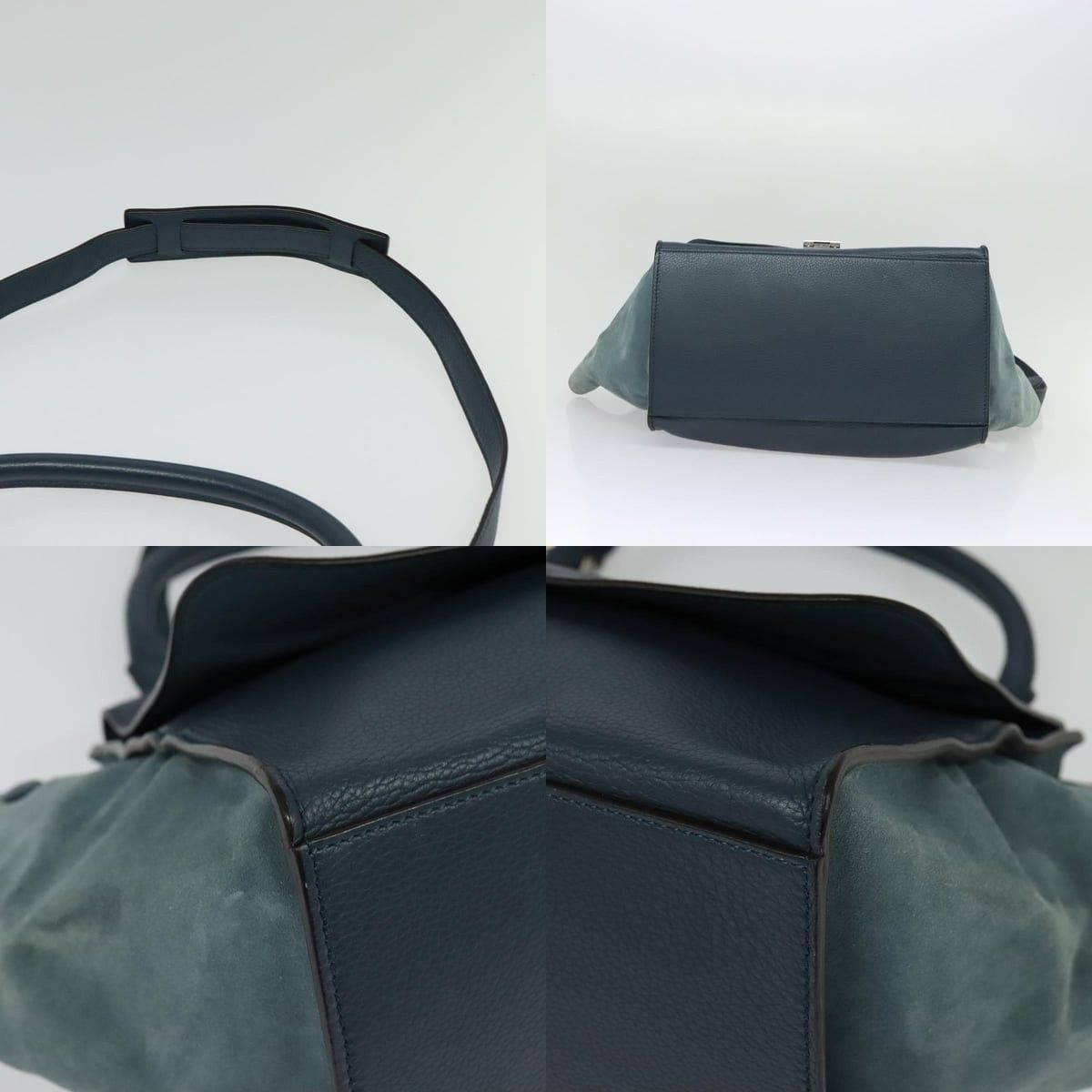 Celine CELINE Trapeze Hand Bag Leather Suede Blue Silver Size ONE SIZE - 10 Thumbnail