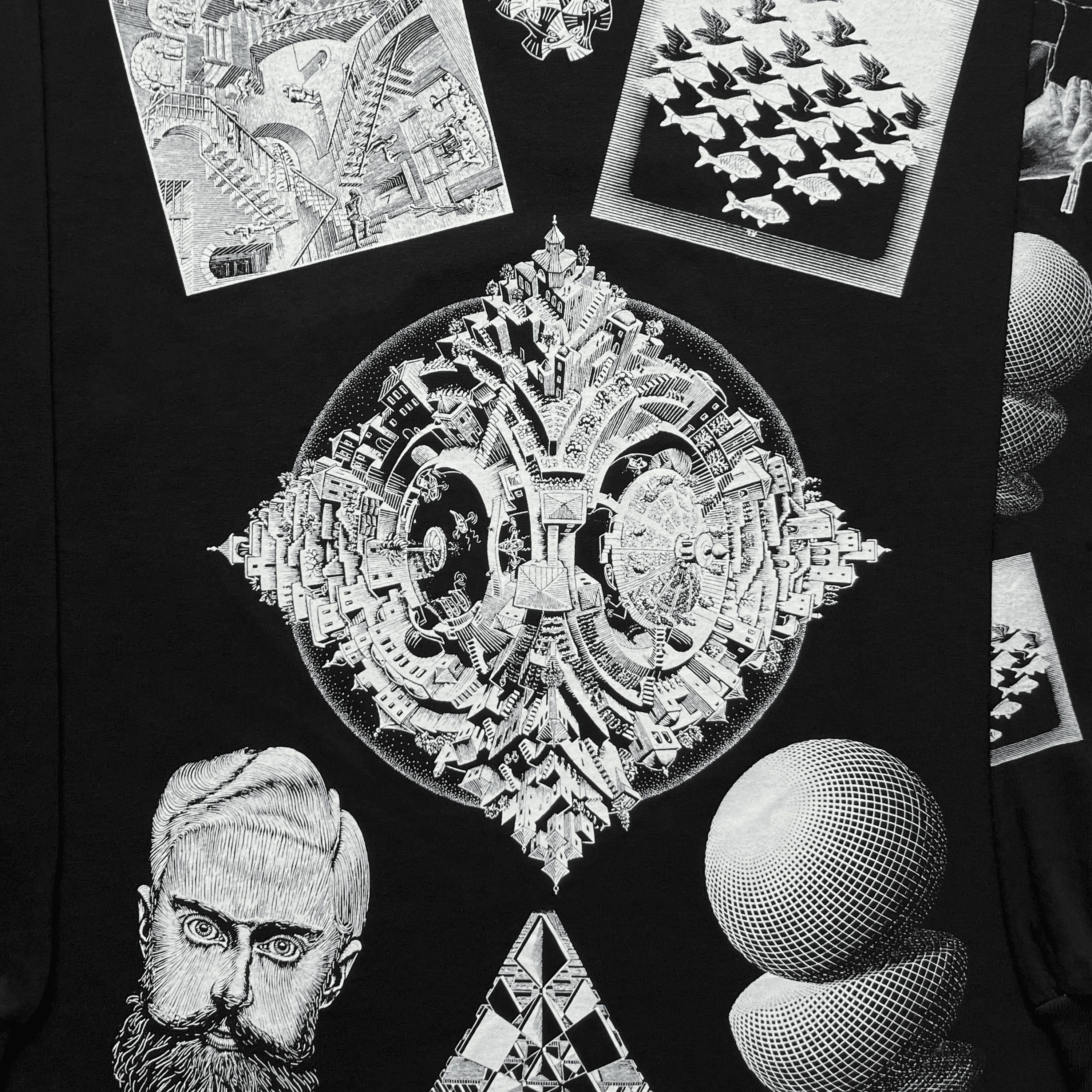 Vintage Vintage 1991 M.C. Escher Collage Long Sleeve T-Shirt Size US XL / EU 56 / 4 - 5 Thumbnail