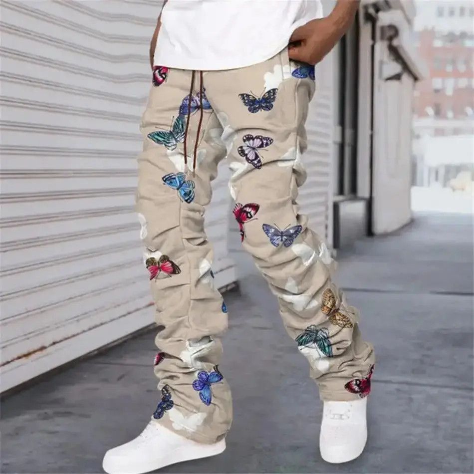 Japanese Brand HipHop Cargo Pants Butterfly Print Hippie Streetwear Size US 32 / EU 48 - 2 Thumbnail