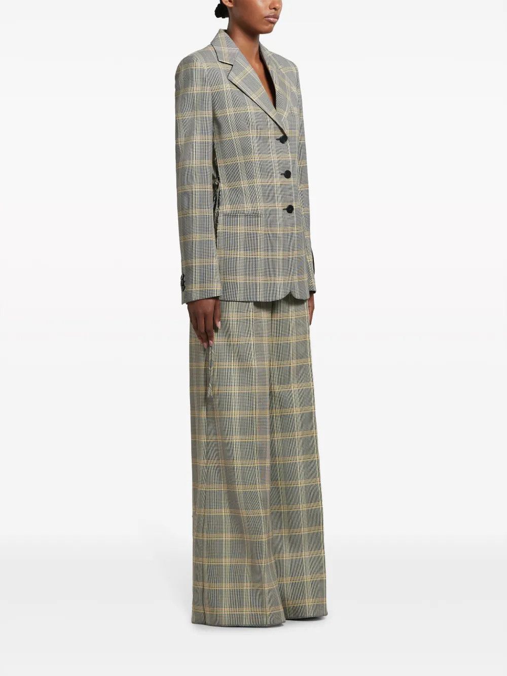 Marni o1w1db10125 Plaid Single Breasted Blazer in Black/Yellow Size L / US 10 / IT 46 - 2 Thumbnail