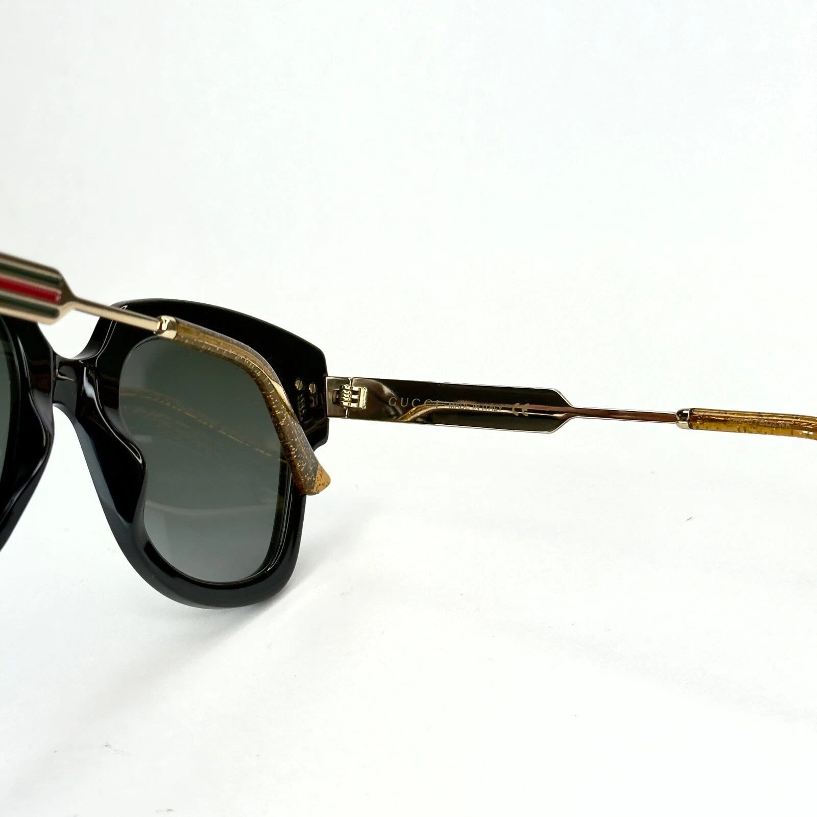 Gucci GUCCI GG0281S WEB Stripe 0281 Gold Black Sunglasses 001 Size ONE SIZE - 3 Thumbnail