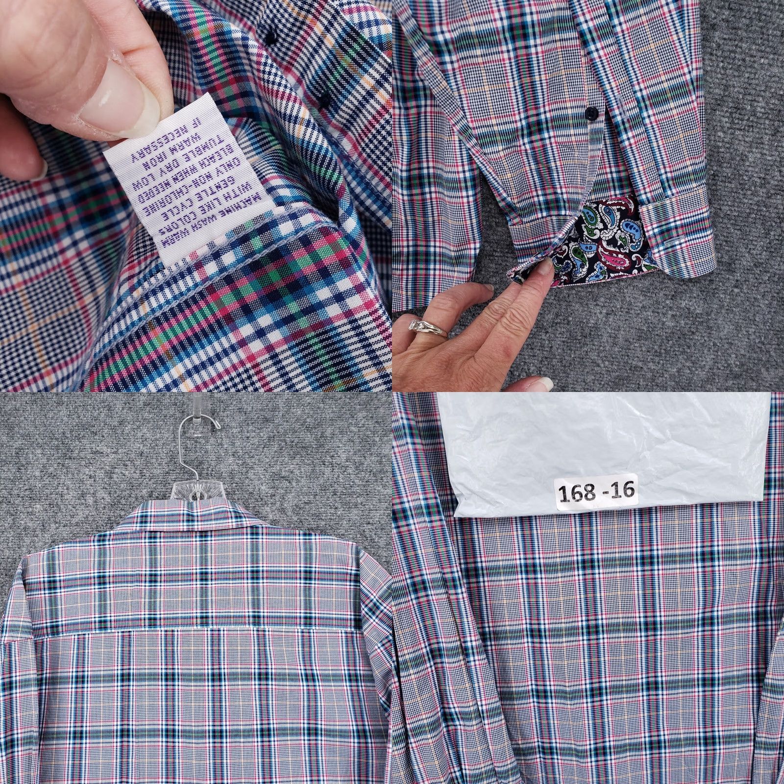 Vintage Alan Flusser Shirt Mens 2XL Blue Button Plaid Long Sleeve One Pocket Size US XXL / EU 58 / 5 - 8 Thumbnail