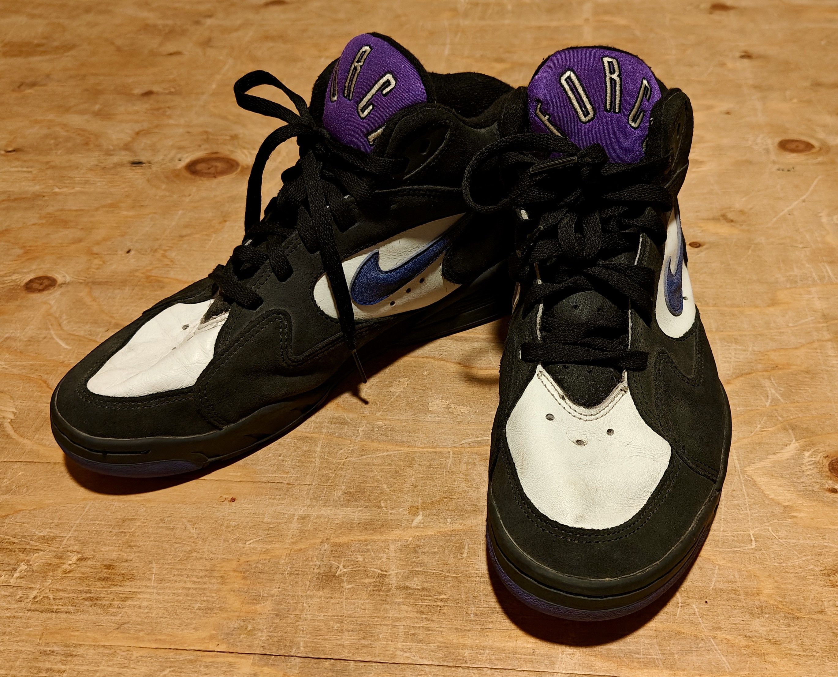 Nike × Vintage Vtg 1993 Nike Force Air Jordan black purple basketball shoes Size US 9 / EU 42 - 1 Thumbnail
