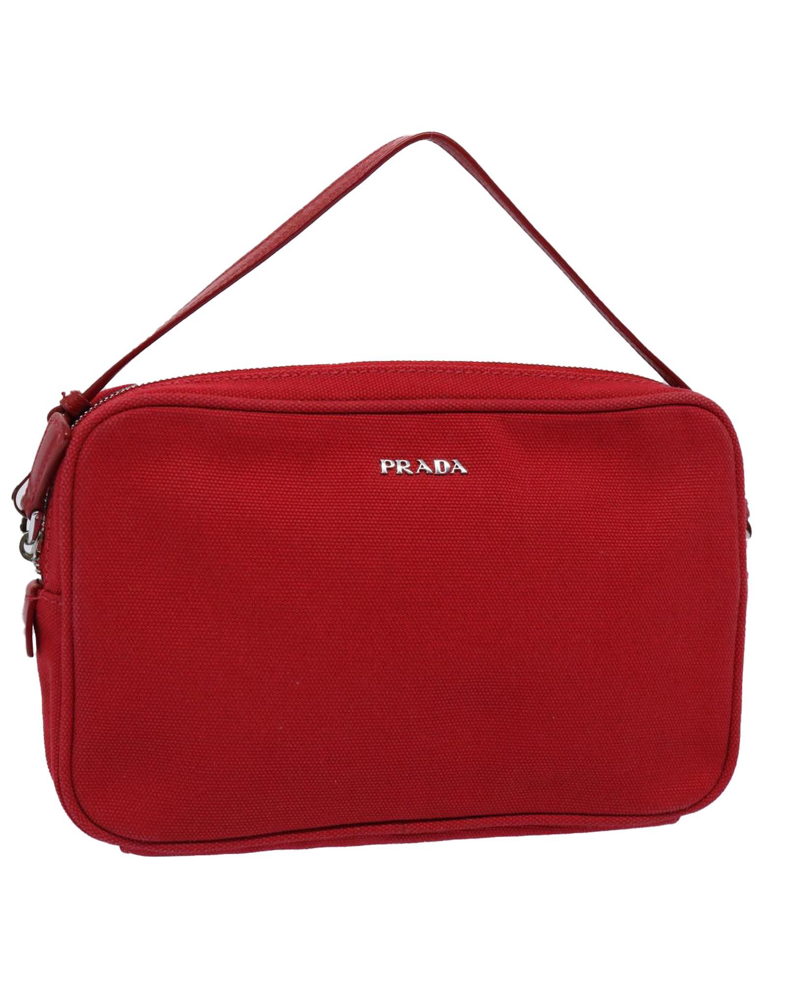 image of Red Canvas Accessory Pouch - Prada, Women's