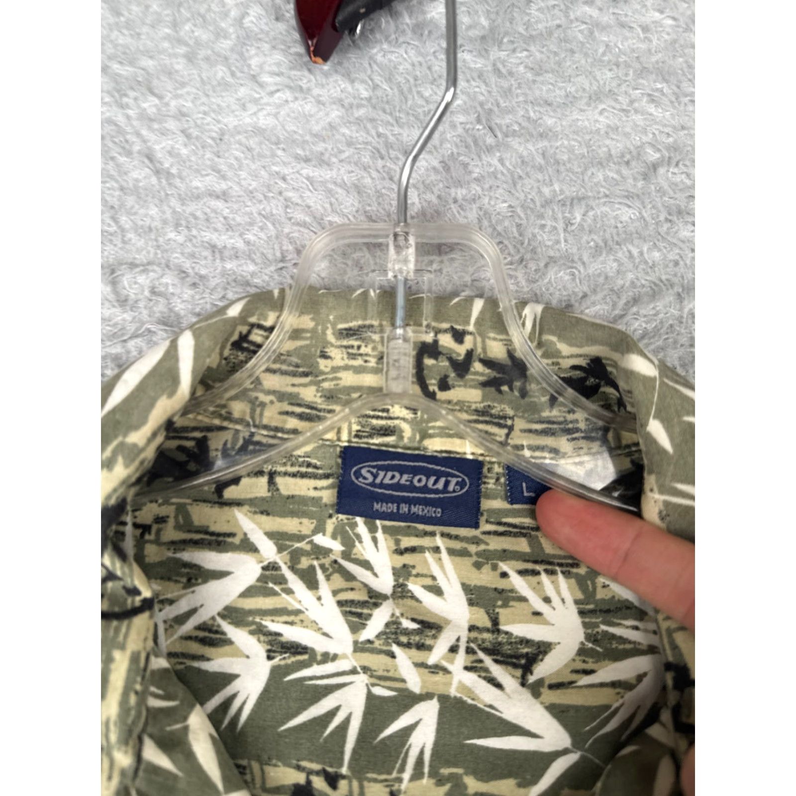 Sideout Sideout Shirt Mens Large Green White Bamboo Tree Leaf Rayon Blend Hawaiian Size US L / EU 52-54 / 3 - 7 Thumbnail