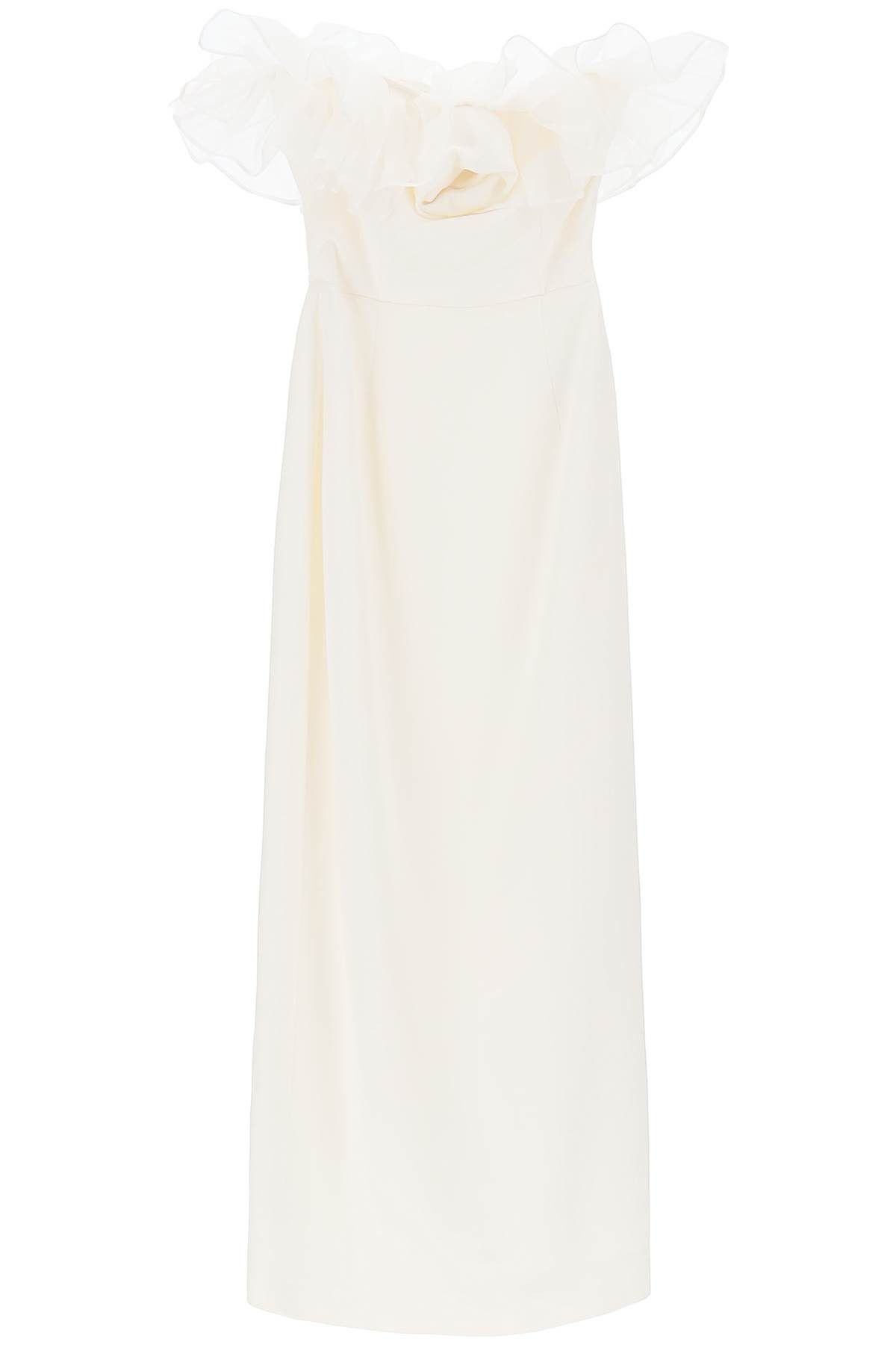 image of Alessandra Rich Strapless Dress With Organza Details in Bianco, Women's (Size Medium)