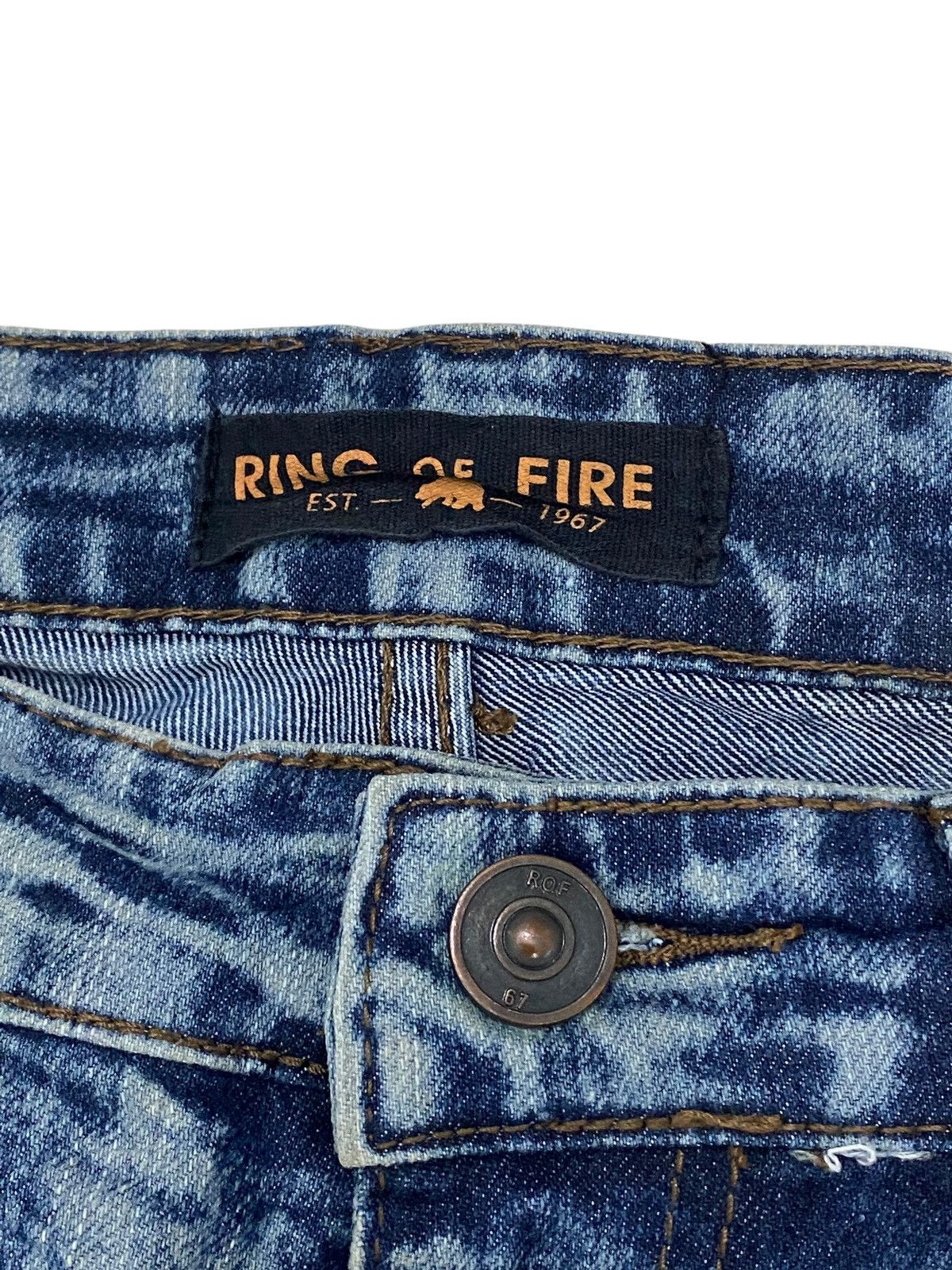 GOSTAR DE FUGA × Japanese Brand Ring of Fire Distressed Acid Washed Zipper Knee Honeycomb Size US 33 - 11 Thumbnail