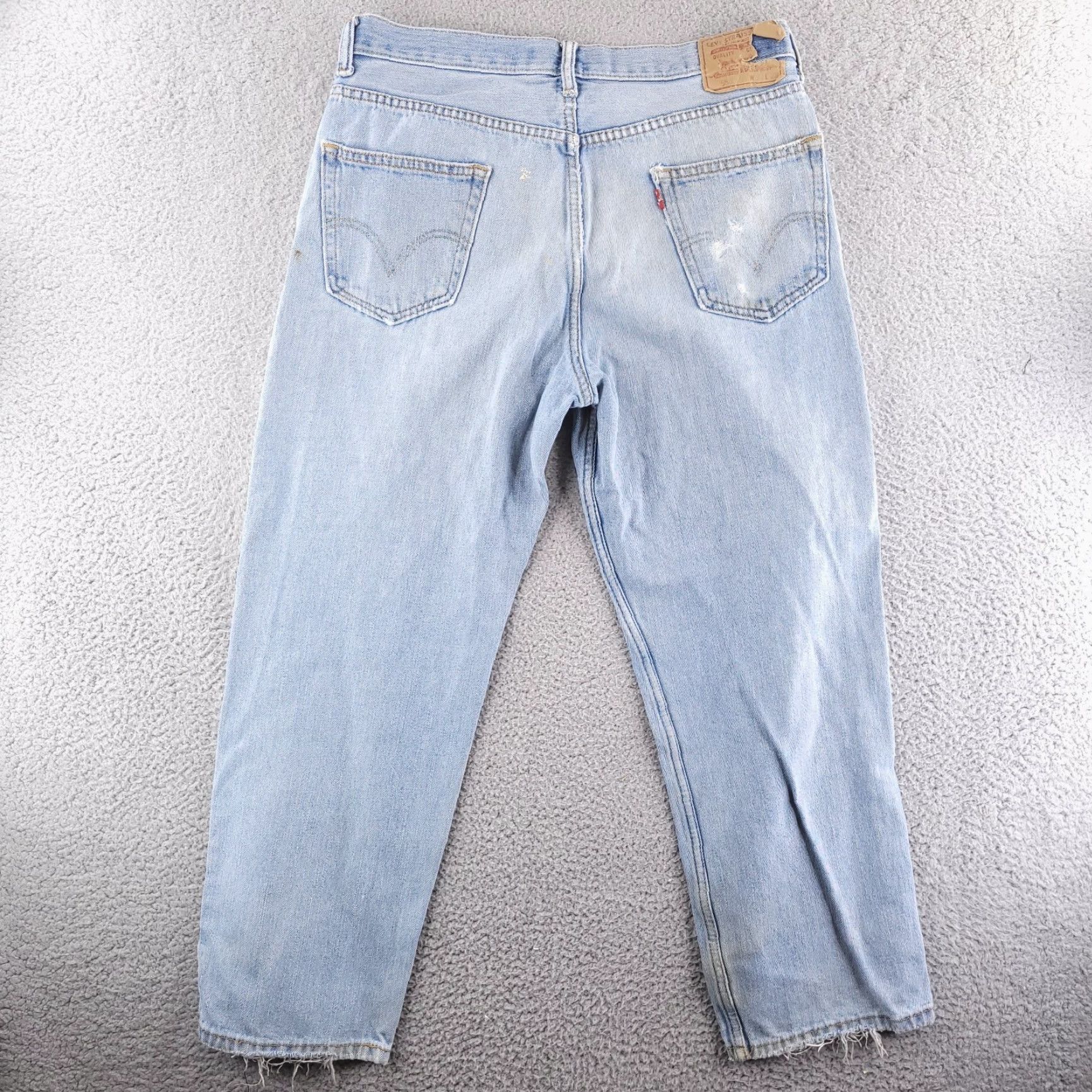 Levi's VINTAGE Levi's Jeans Mens 34x28 Blue Distressed Light Wash Workwear Button Inseam 28 Denim Cotton Straight Jeans Mens Blue Distressed 90s Theme? Size US 34 / EU 50 - 6 Thumbnail