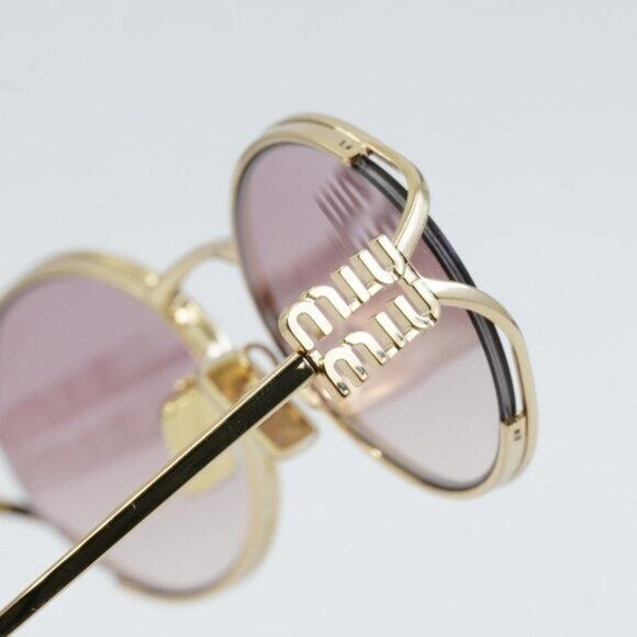 Miu Miu Miu Miu MU52YS 5AK06S Sunglasses Gold Oval Frame Size ONE SIZE - 10 Thumbnail