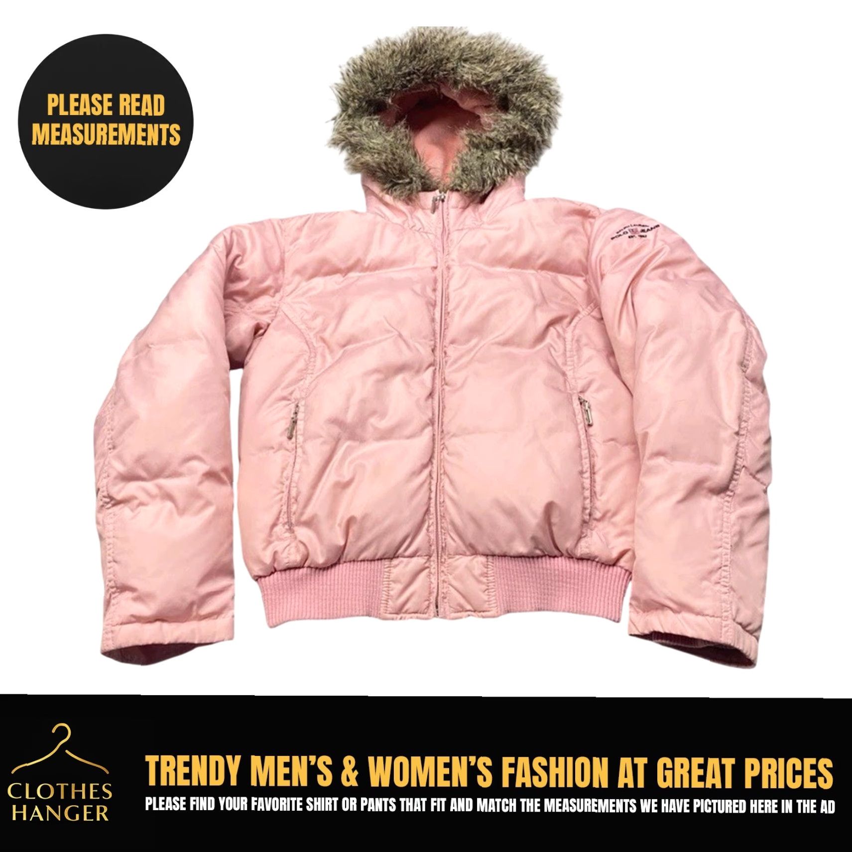 Polo Ralph Lauren Polo Jeans Ralph Lauren Womens Small Full Zip Hood Fur Lined Pink Puffer Jacket Size 28" / US 6 / IT 42 - 2 Thumbnail