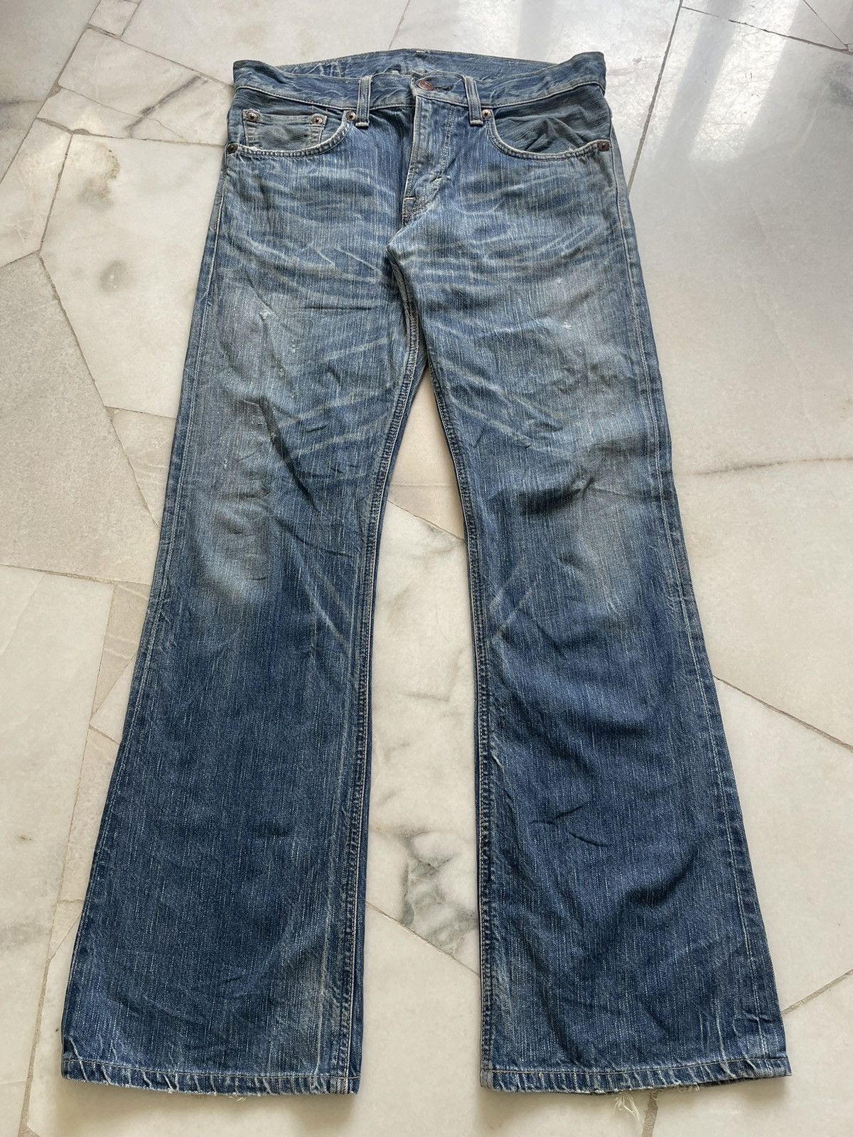If Six Was Nine Vintage Edwin 503 Bluetrip Flare Jeans Size US 34 / EU 50 - 2 Thumbnail