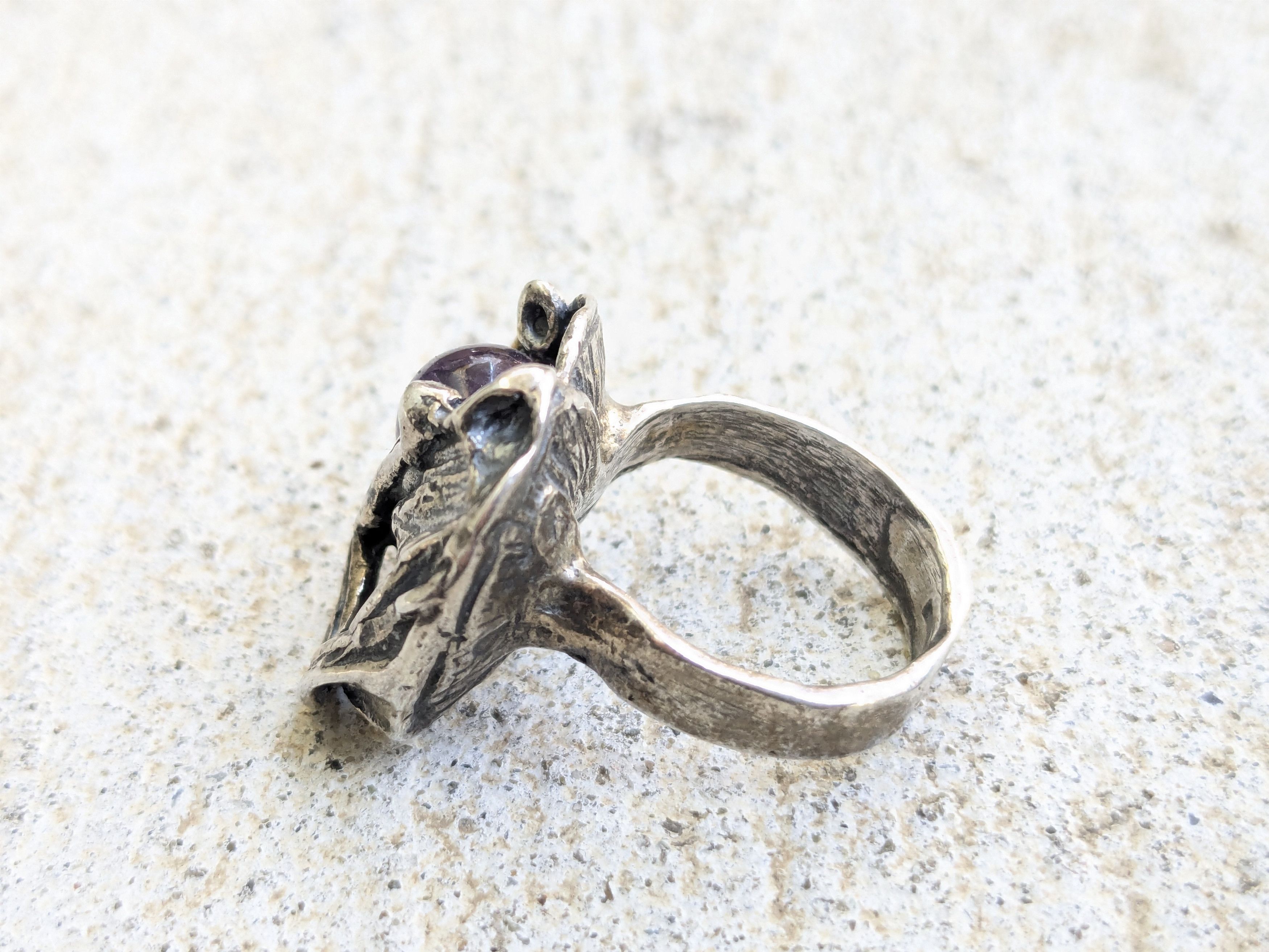 Jewelry × Vintage Vintage Sterling Silver Ring Purple Amethyst 6.5 Brutalist Size ONE SIZE - 5 Thumbnail