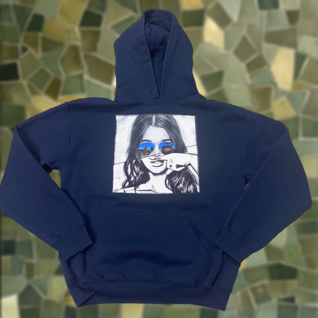 Vintage Bowery Supply Co Womens Hoodie Medium Blue Mustache Girl Sweatshirt Size M / US 6-8 / IT 42-44 - 1 Thumbnail