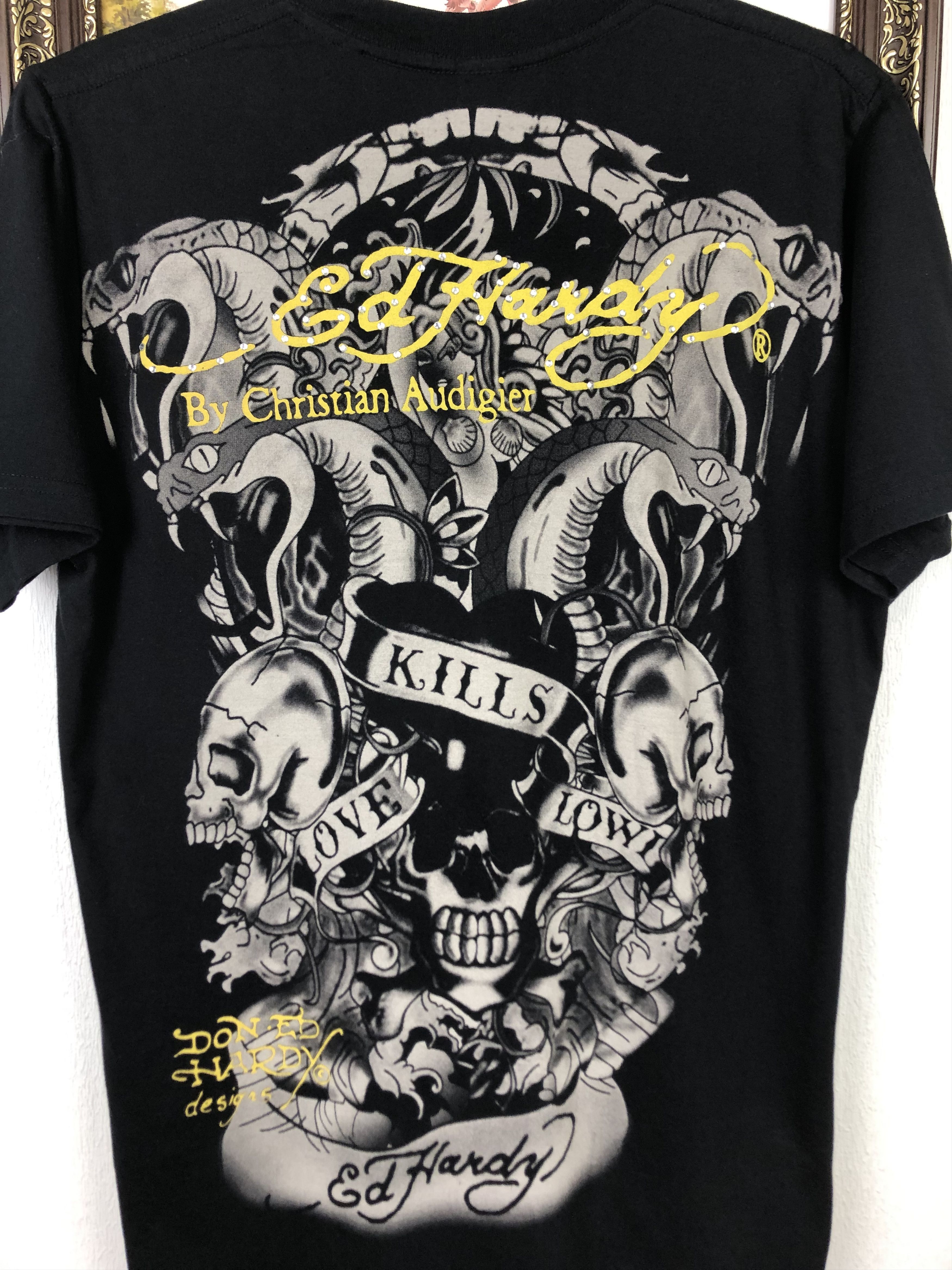 Vintage Vintage Ed Hardy Love Kills Skull Over Print Shirt Tee Hype Size US L / EU 52-54 / 3 - 12 Thumbnail